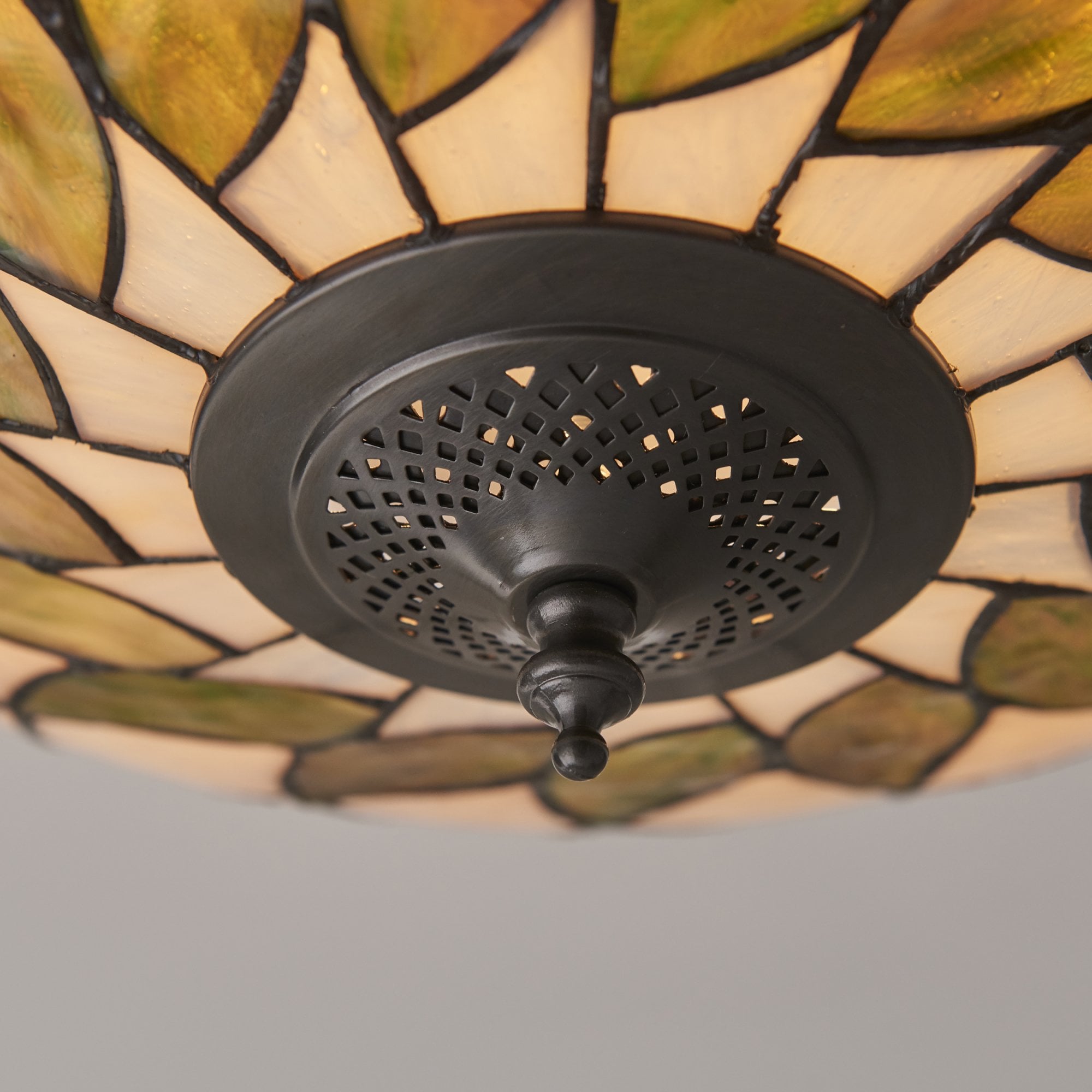 Interiors 1900 Hutchinson Large 2 Light Flush Fitting - Tiffany Glass