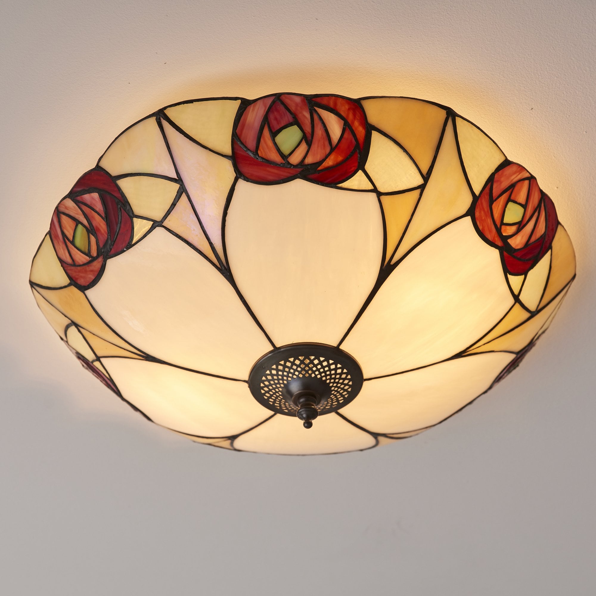 Interiors 1900 Ingram Large 2 Light Flush Fitting - Tiffany Glass