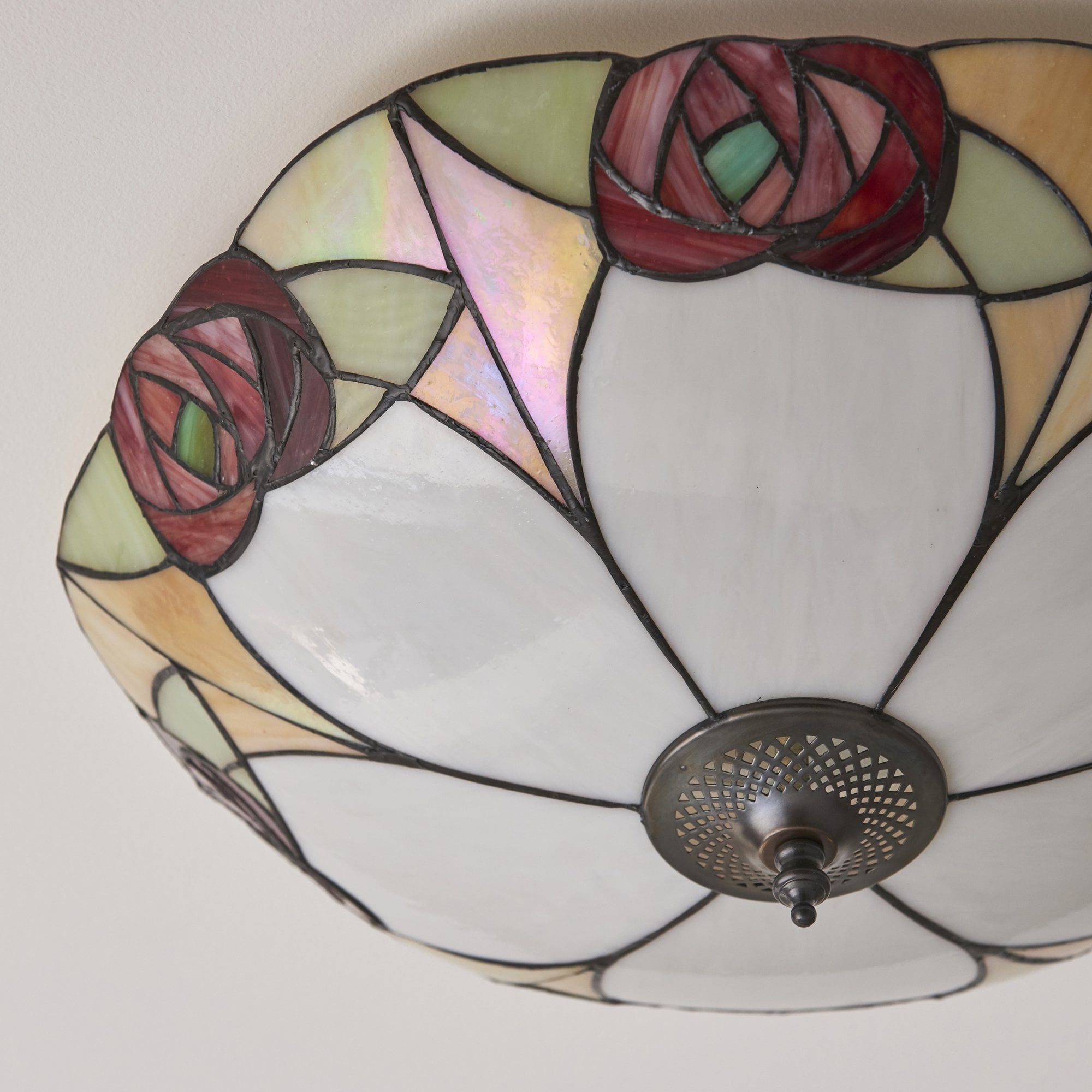 Interiors 1900 Ingram Large 2 Light Flush Fitting - Tiffany Glass