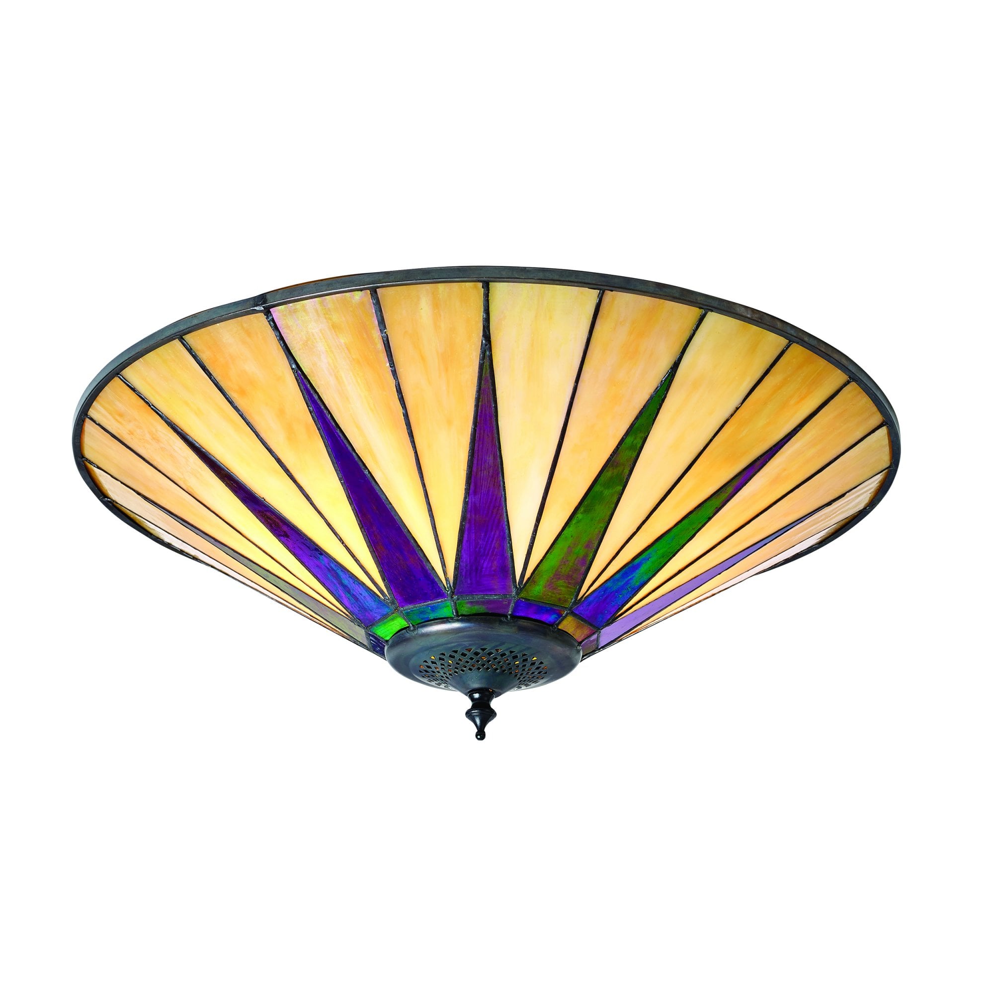 Interiors 1900 Dark Star Large 2 Light Flush Fitting - Tiffany Glass