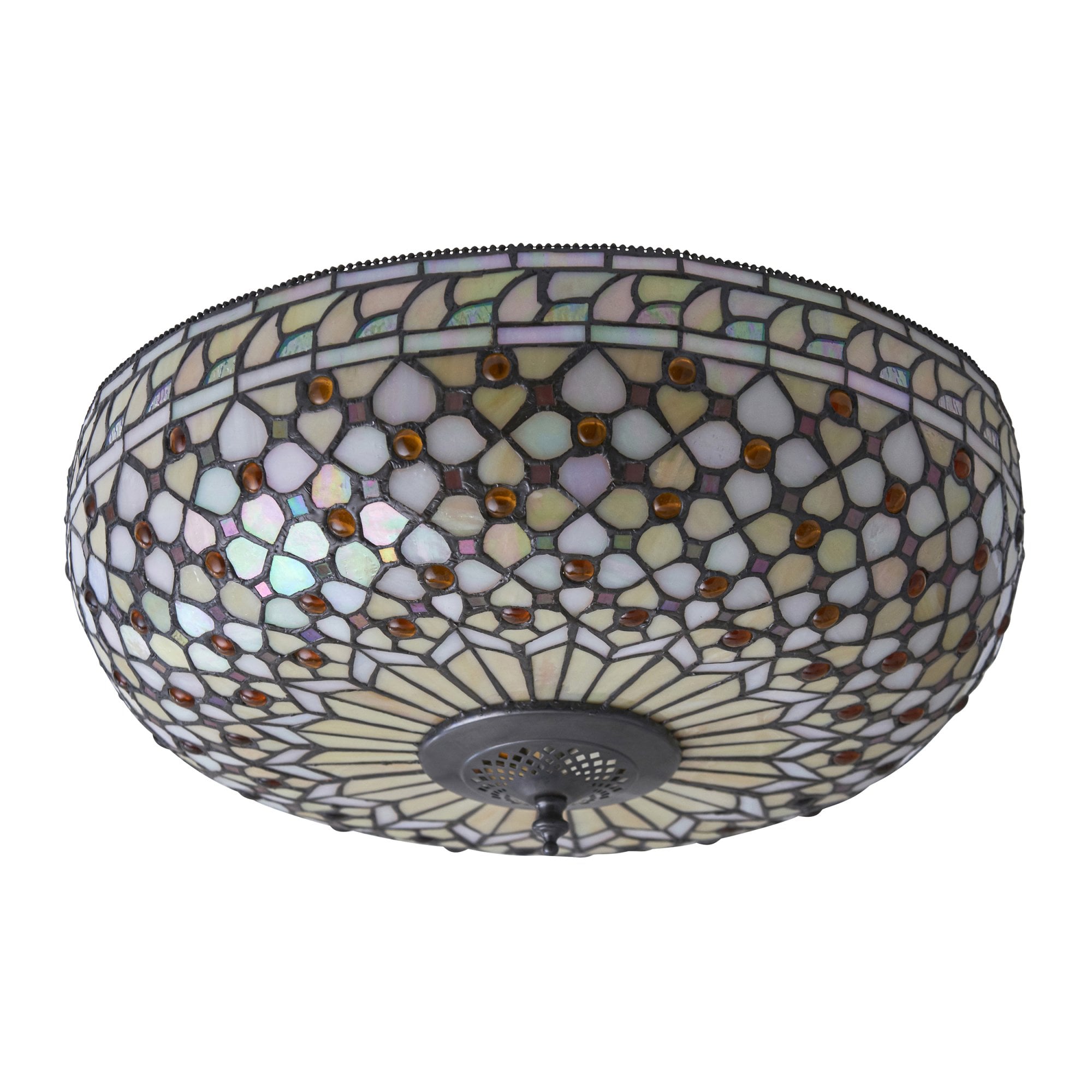 Interiors 1900 Mille Feux Large 2 Light Flush Fitting - Tiffany Glass