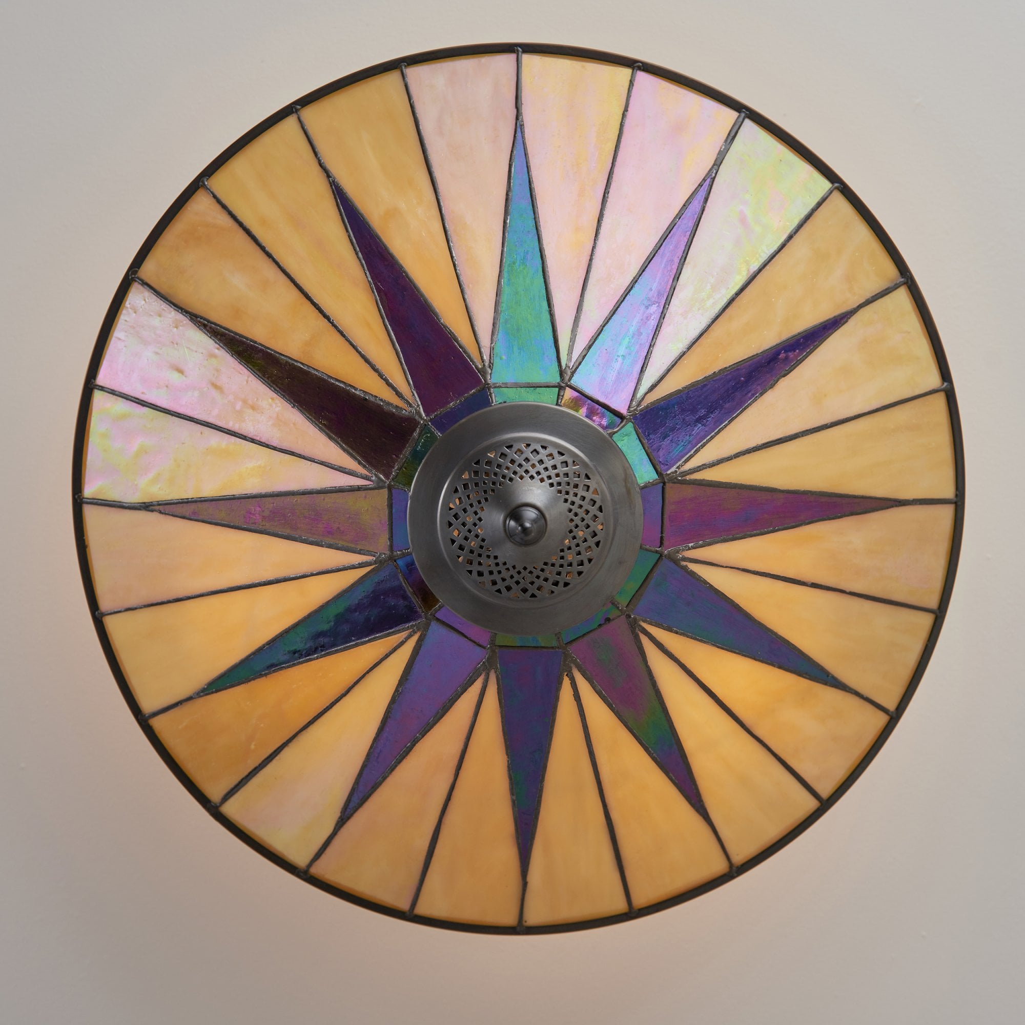 Interiors 1900 Dark Star Large 3 Light Semi-Flush Fitting - Tiffany Glass