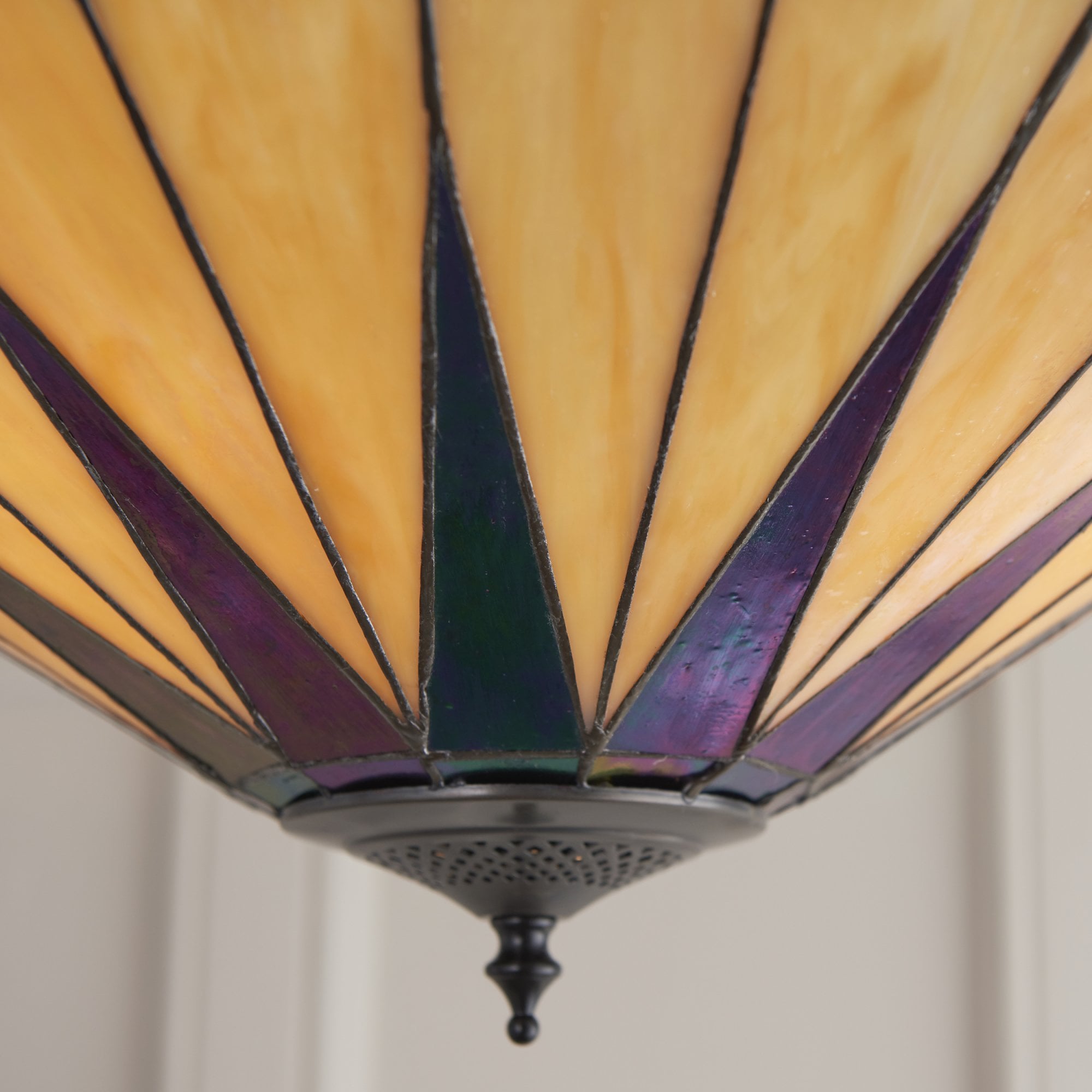 Interiors 1900 Dark Star Large 3 Light Semi-Flush Fitting - Tiffany Glass