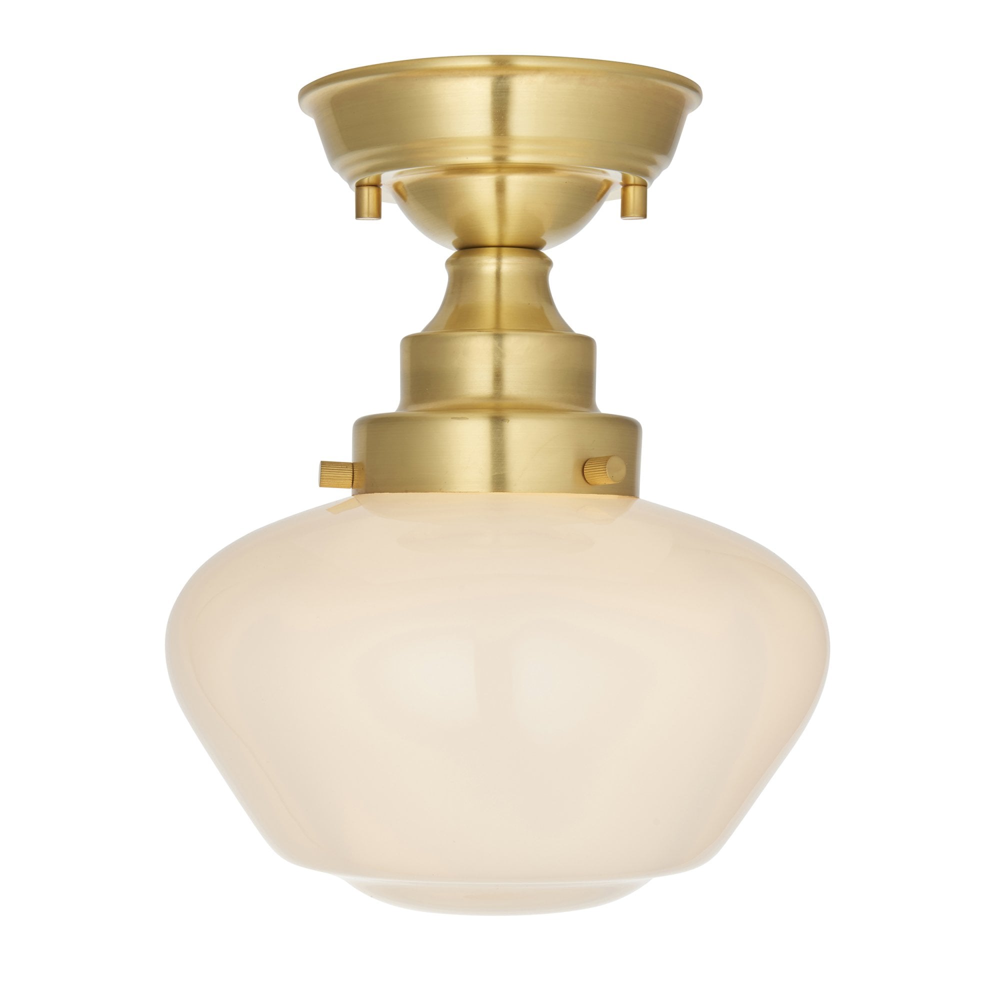 Endon Camberley Semi Flush Ceiling Light - Shiny Brass With Opal Glass