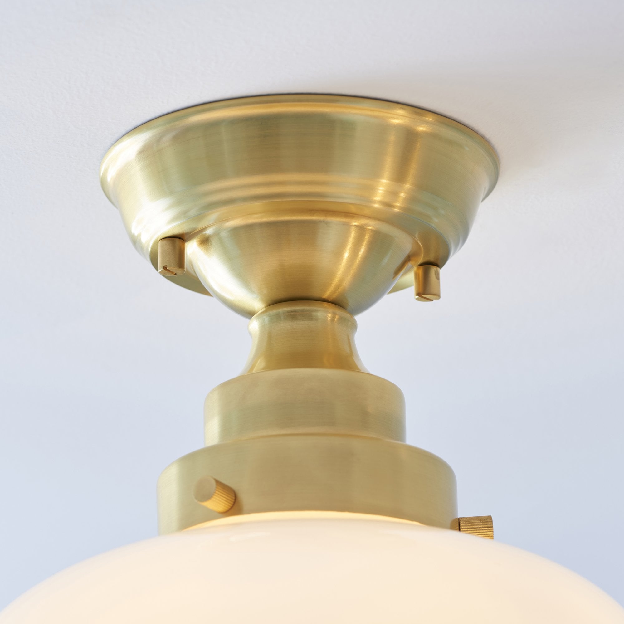 Endon Camberley Semi Flush Ceiling Light - Shiny Brass With Opal Glass