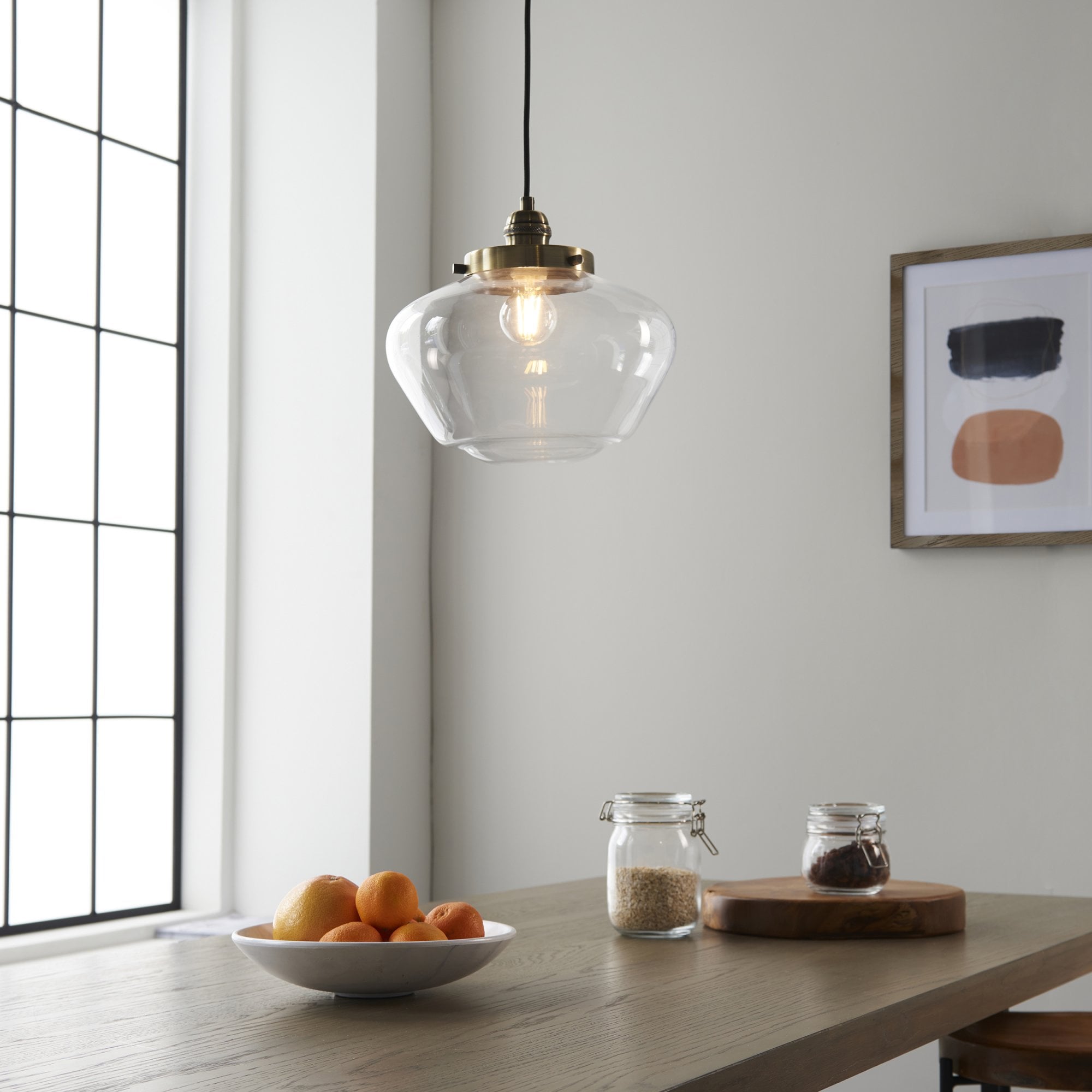 Endon Camberley Pendant Light - Antique Brass With Clear Glass