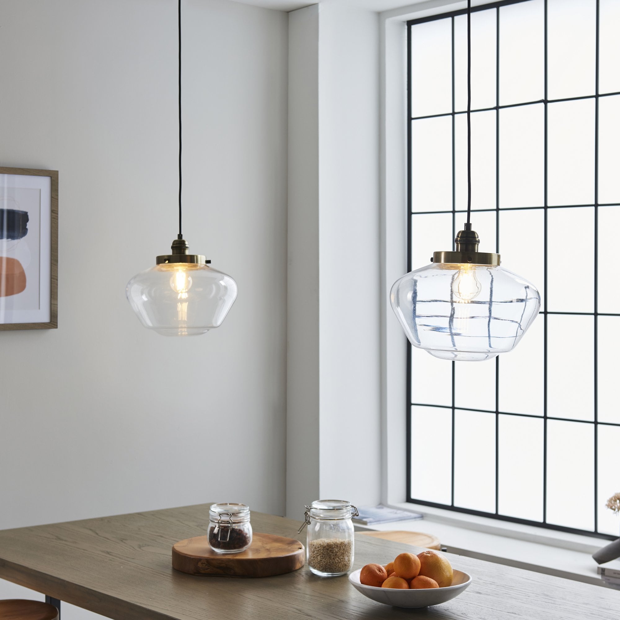 Endon Camberley Pendant Light - Antique Brass With Clear Glass