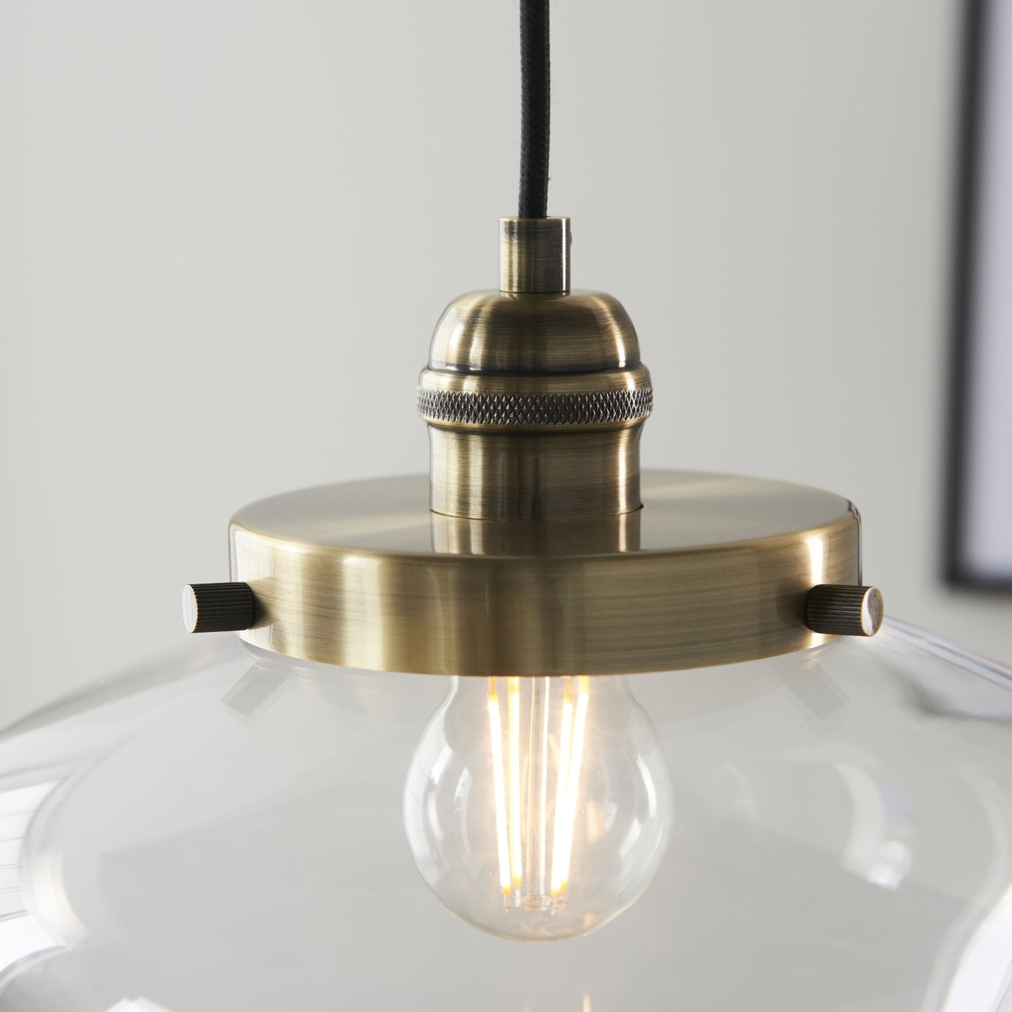 Endon Camberley Pendant Light - Antique Brass With Clear Glass