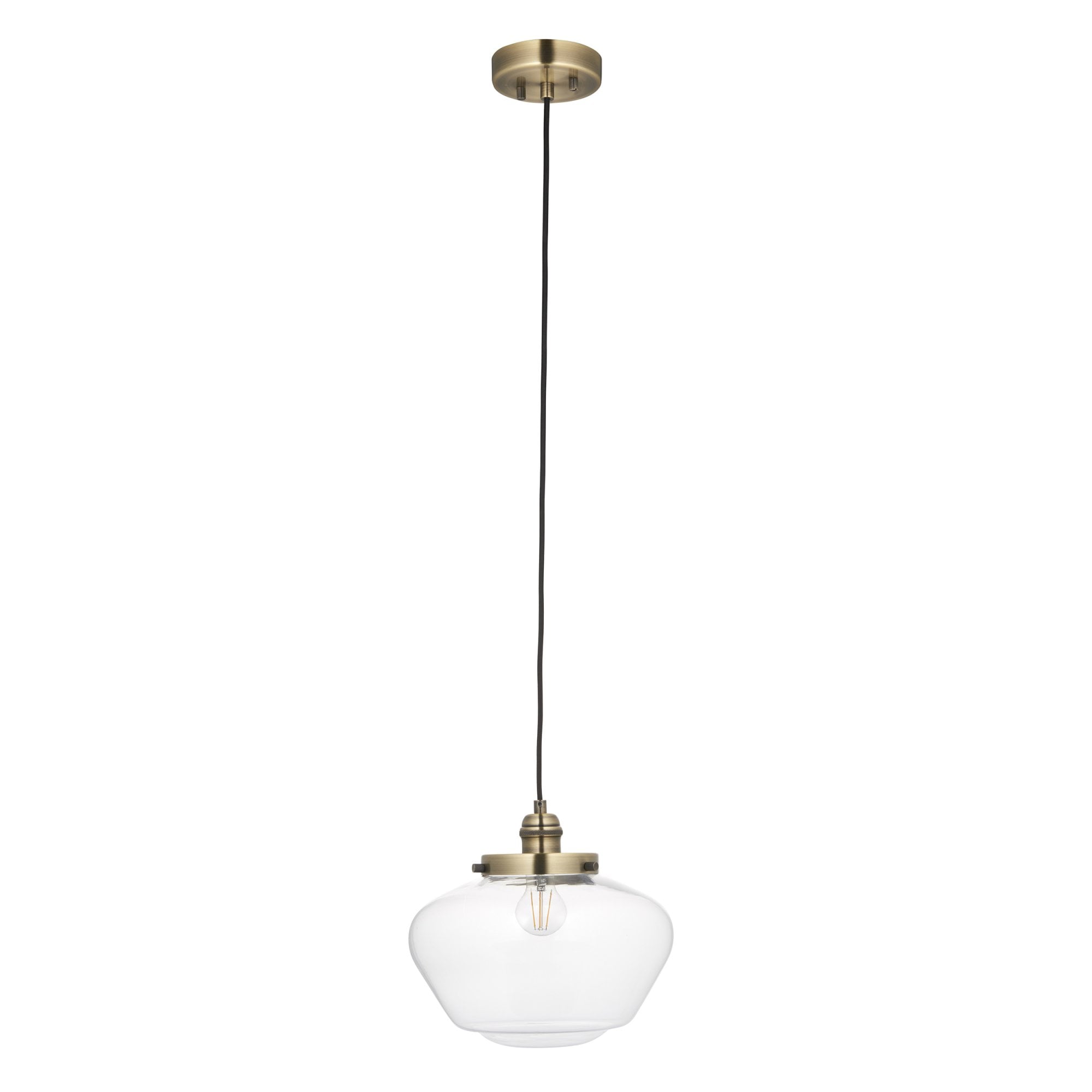 Endon Camberley Pendant Light - Antique Brass With Clear Glass