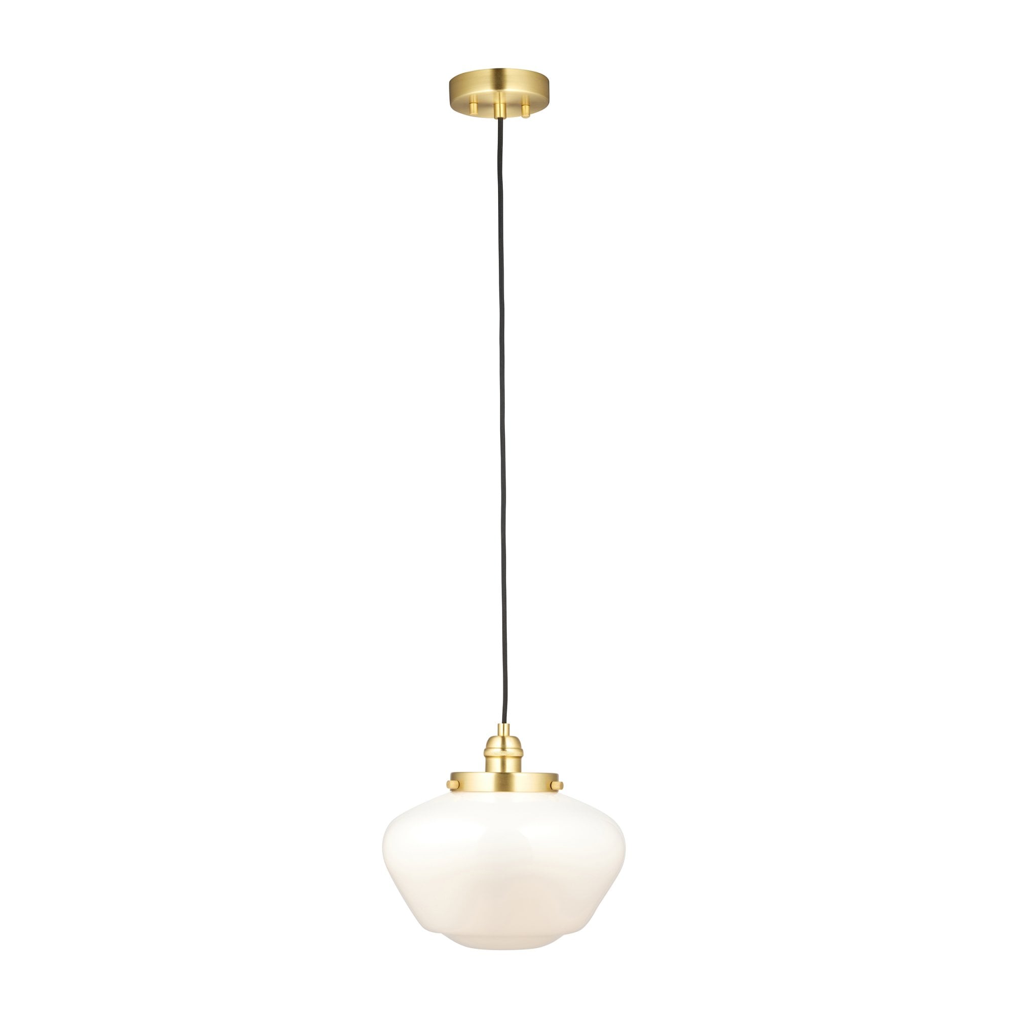 Endon Camberley Pendant Light - Shiny Brass With Opal Glass