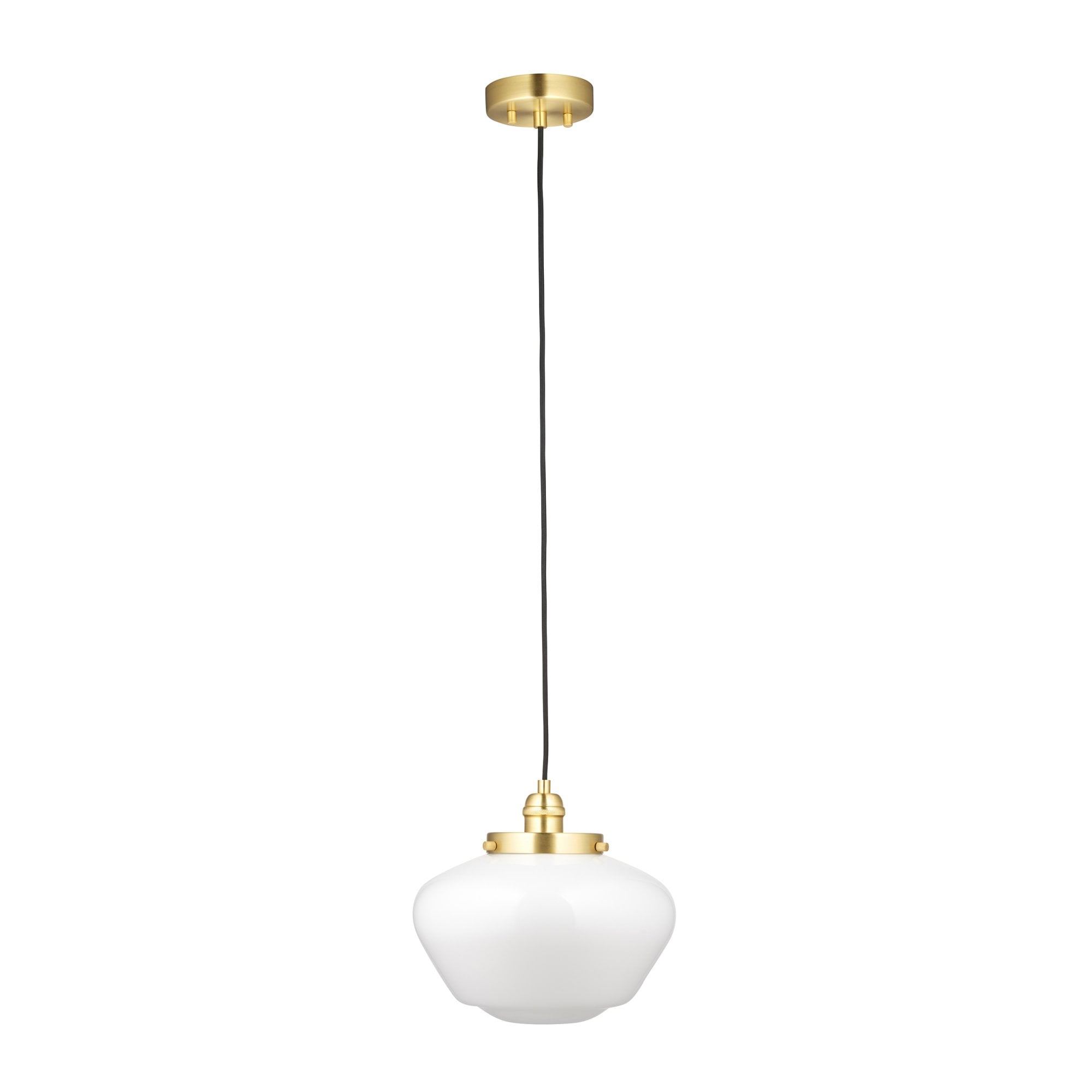 Endon Camberley Pendant Light - Shiny Brass With Opal Glass