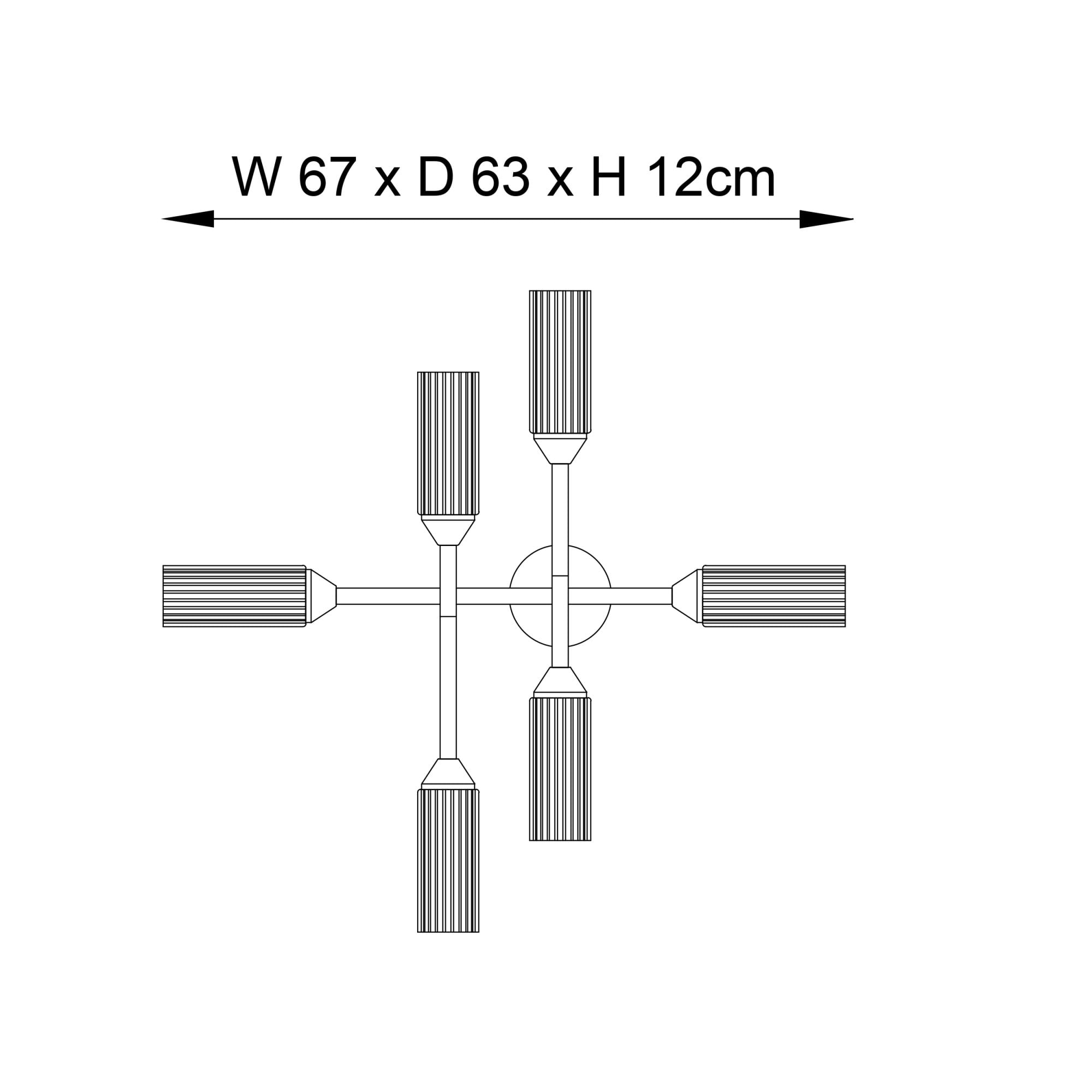 Endon Flute 6 Light Semi-Flush - Chrome & Ribbed Frosted Shades
