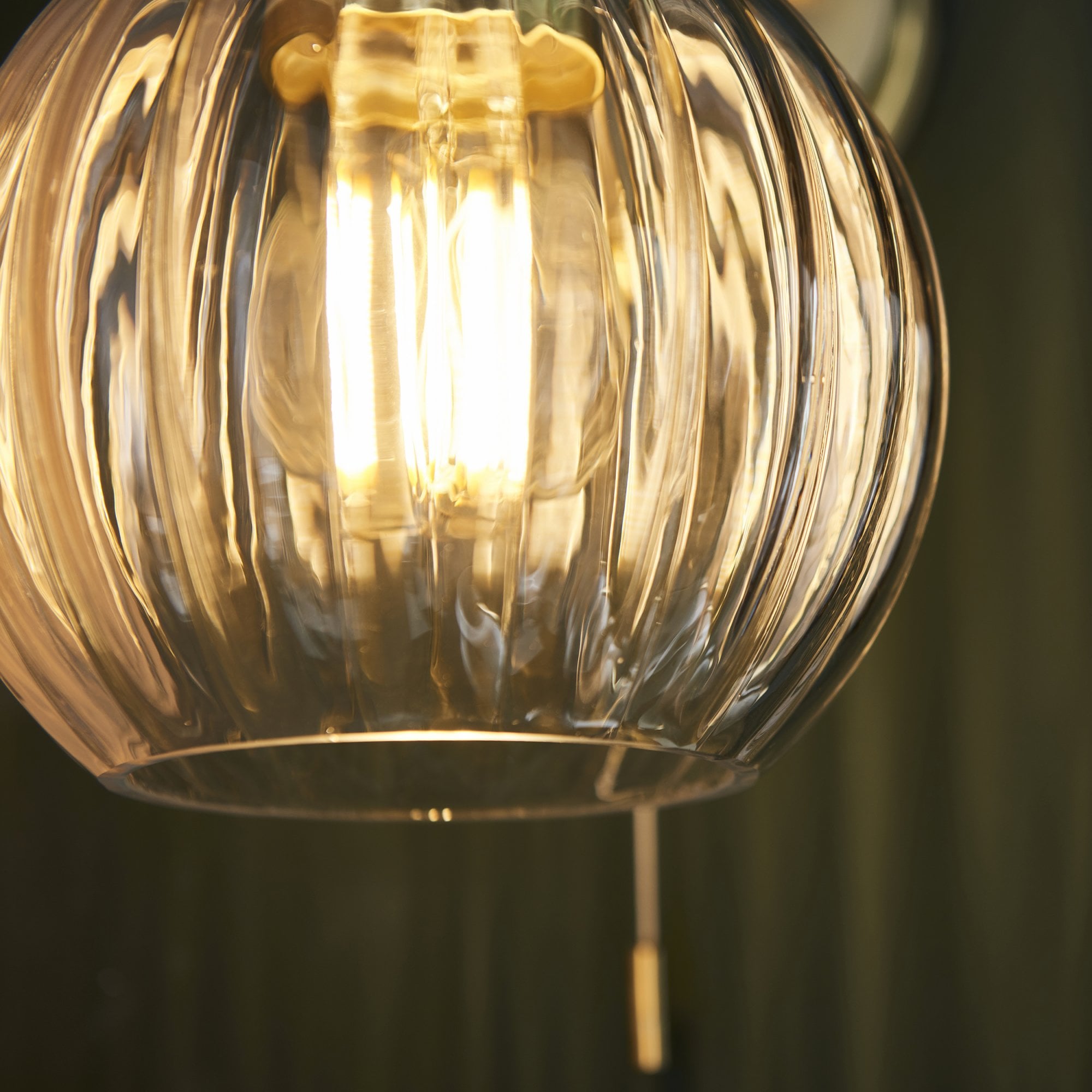 Endon Plush Single Light Wall - Satin Brass & Ribbed Glass