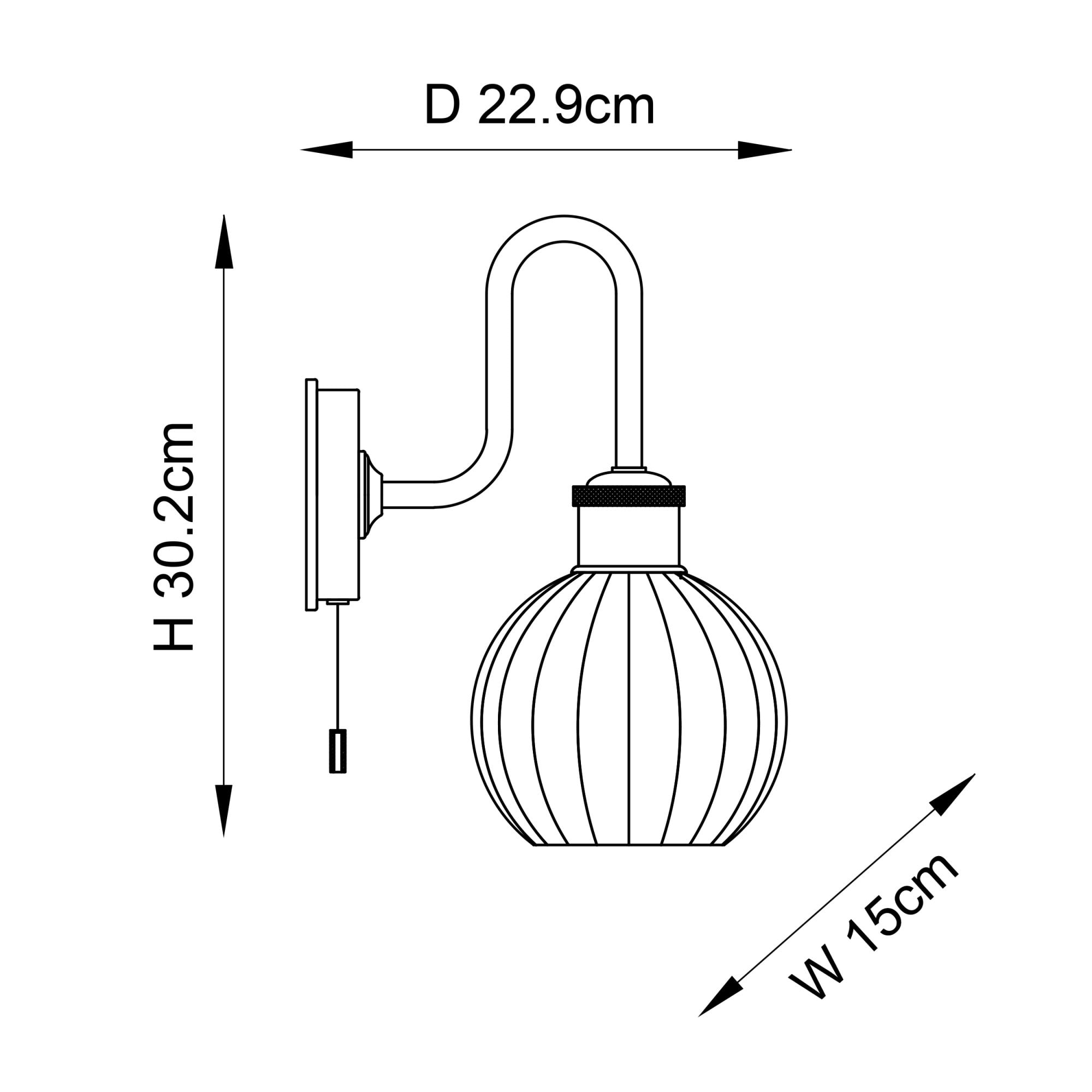 Endon Plush Single Light Wall - Satin Brass & Ribbed Glass