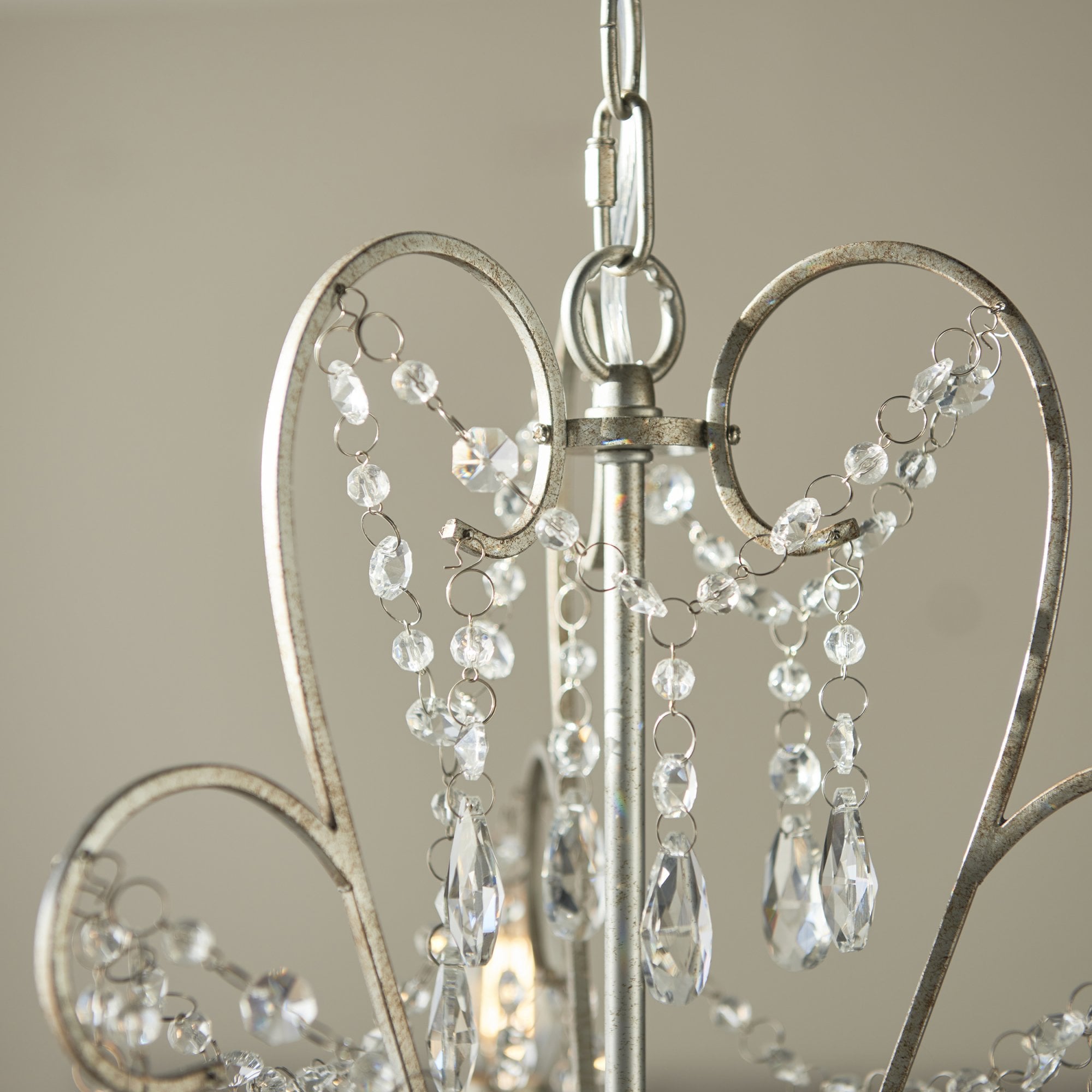 Endon Berkley 3 Light Chandelier - Aged Silver & Crystal Glass