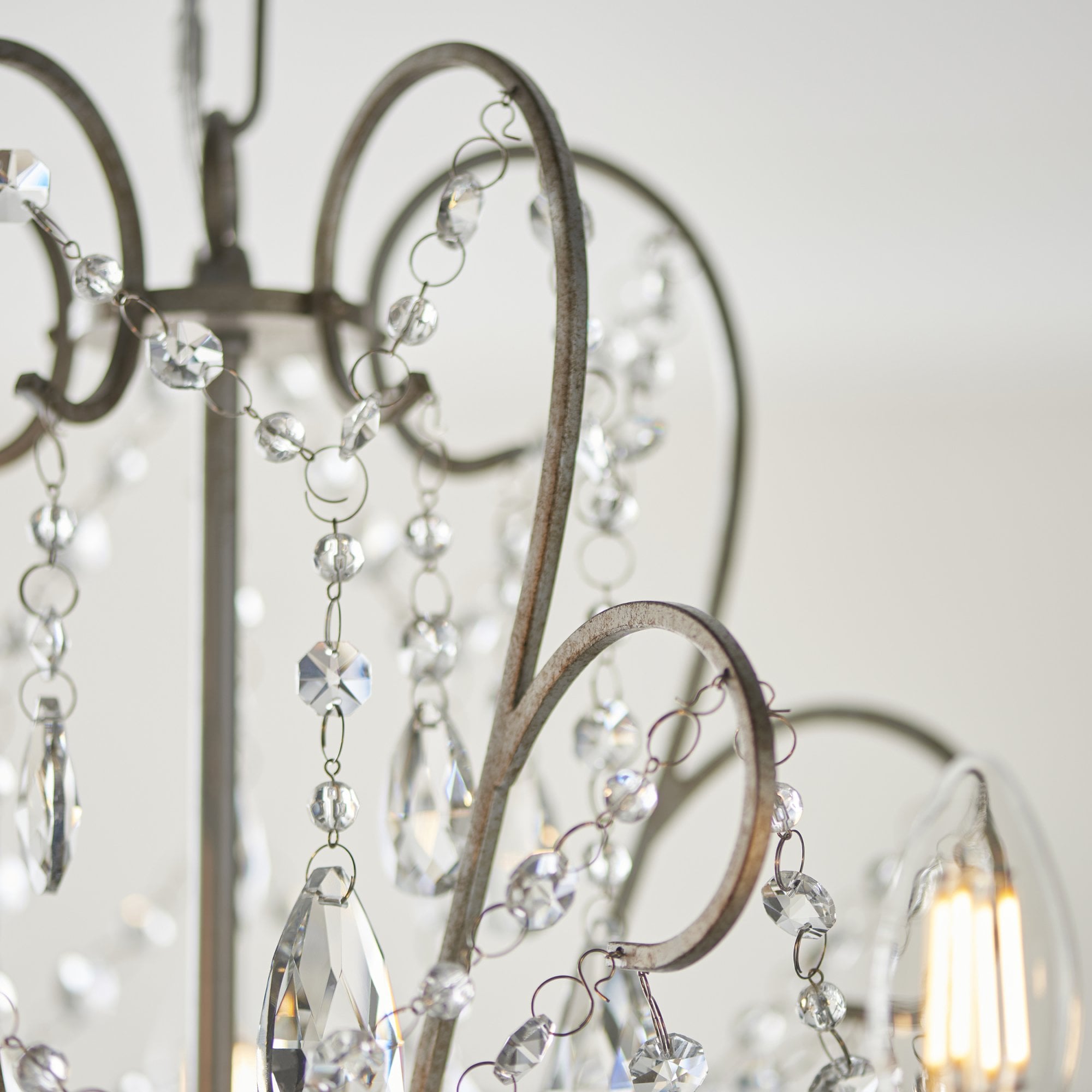 Endon Berkley 5 Light Chandelier - Aged Silver & Crystal Glass