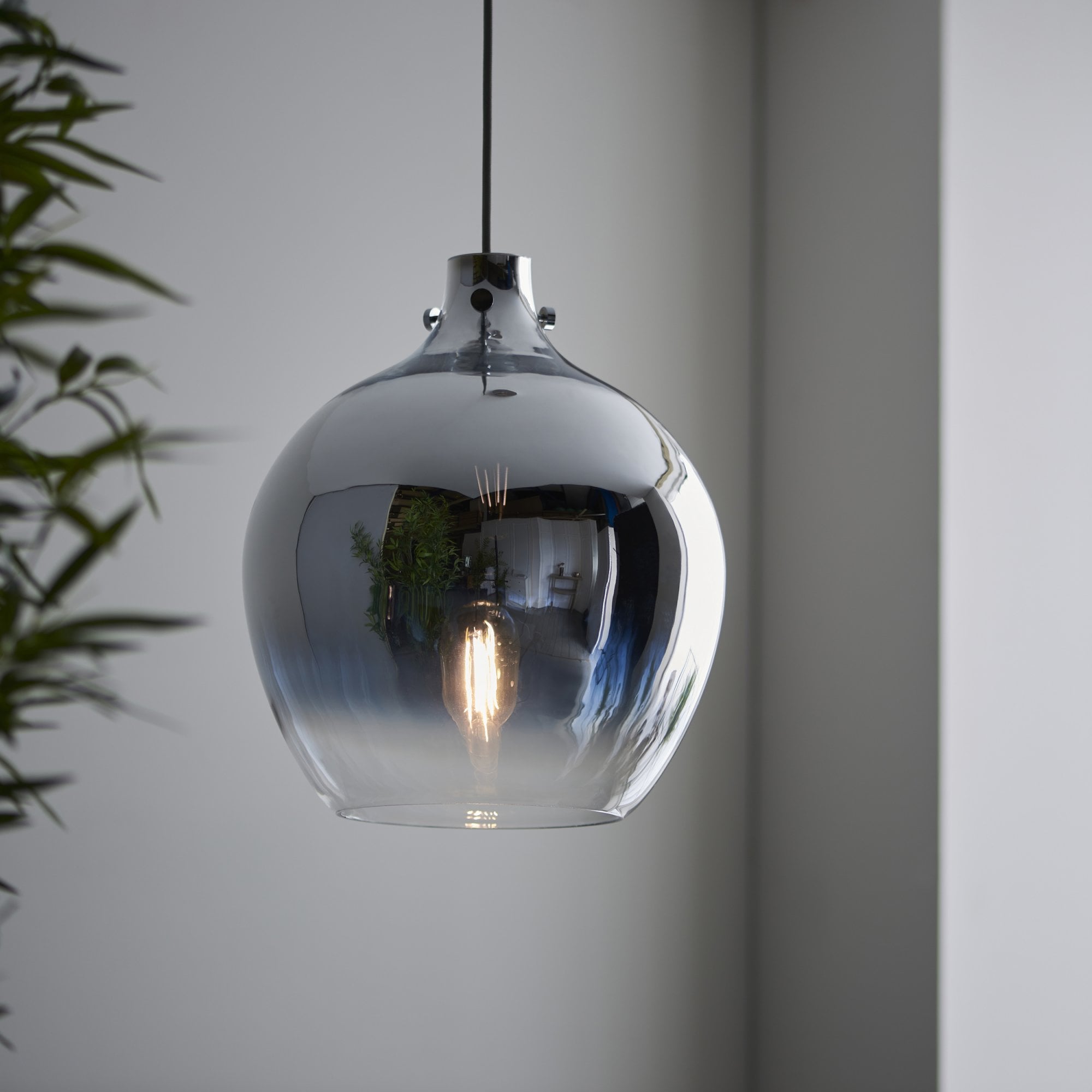 Endon Chromatic Single Light Pendant - Ombre Effect Chrome