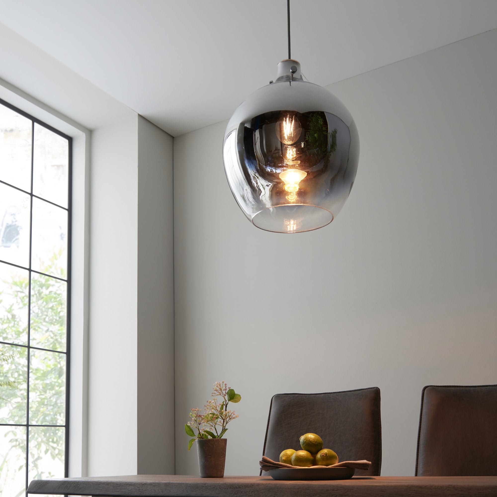 Endon Chromatic Single Light Pendant - Ombre Effect Chrome