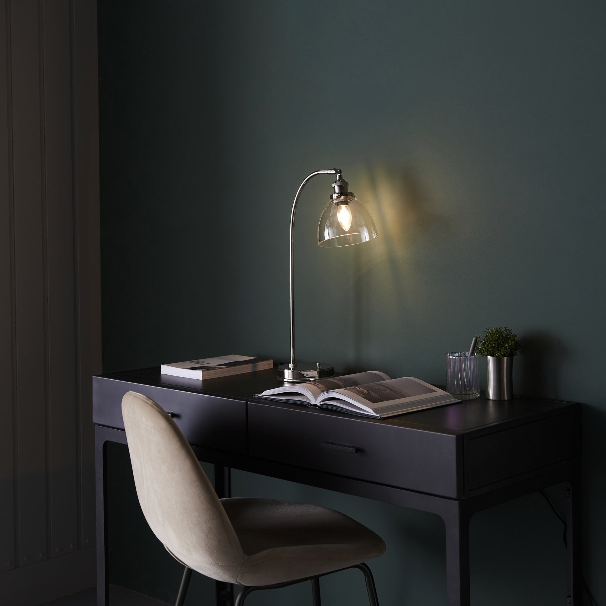 Endon Hansen Single Light Table Lamp - Bright Nickel