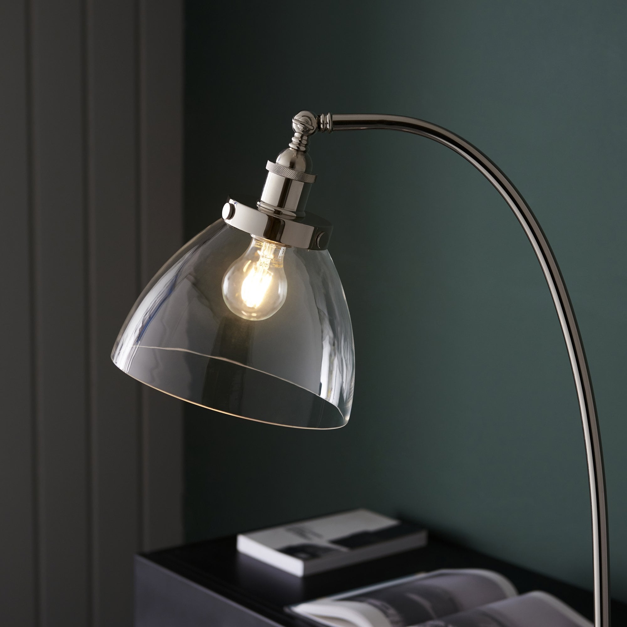 Endon Hansen Single Light Floor Lamp - Bright Nickel
