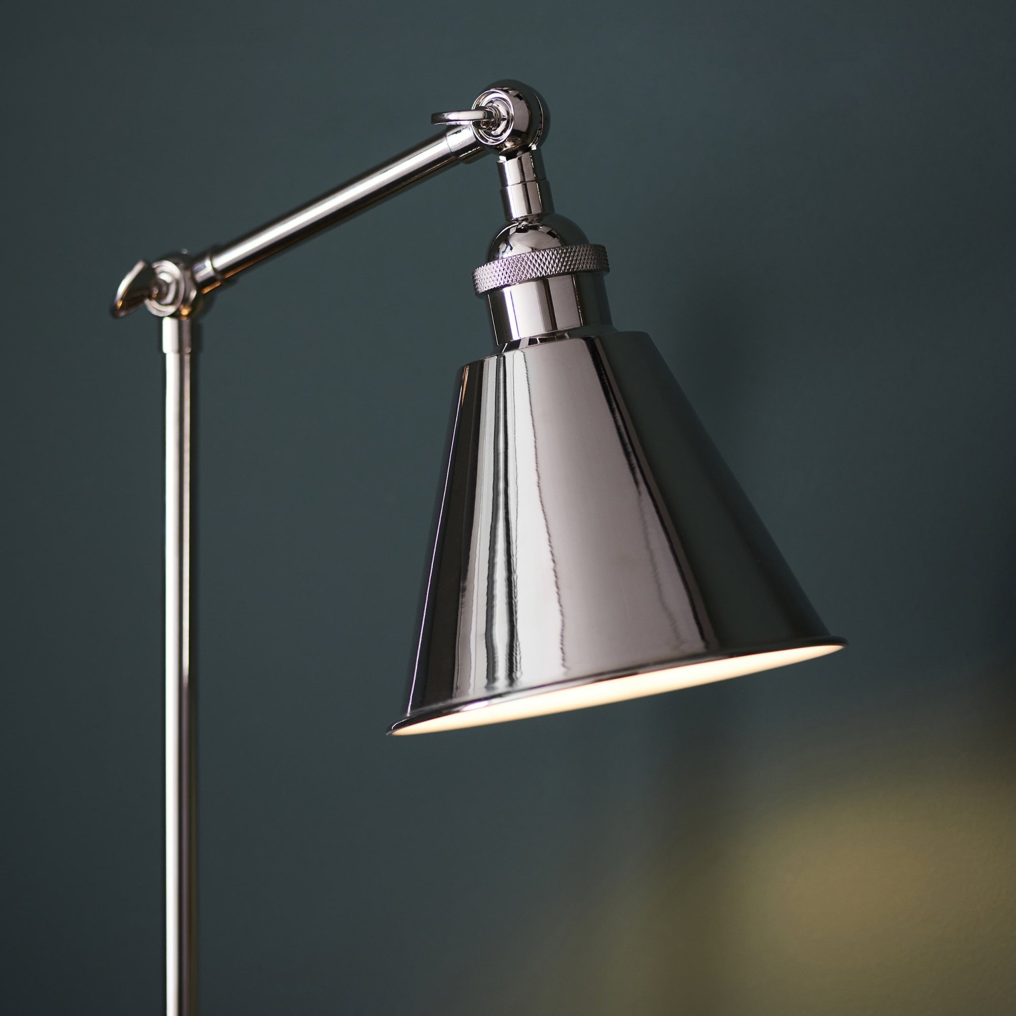 Endon Hal Single Light Table Lamp - Bright Nickel & Satin White