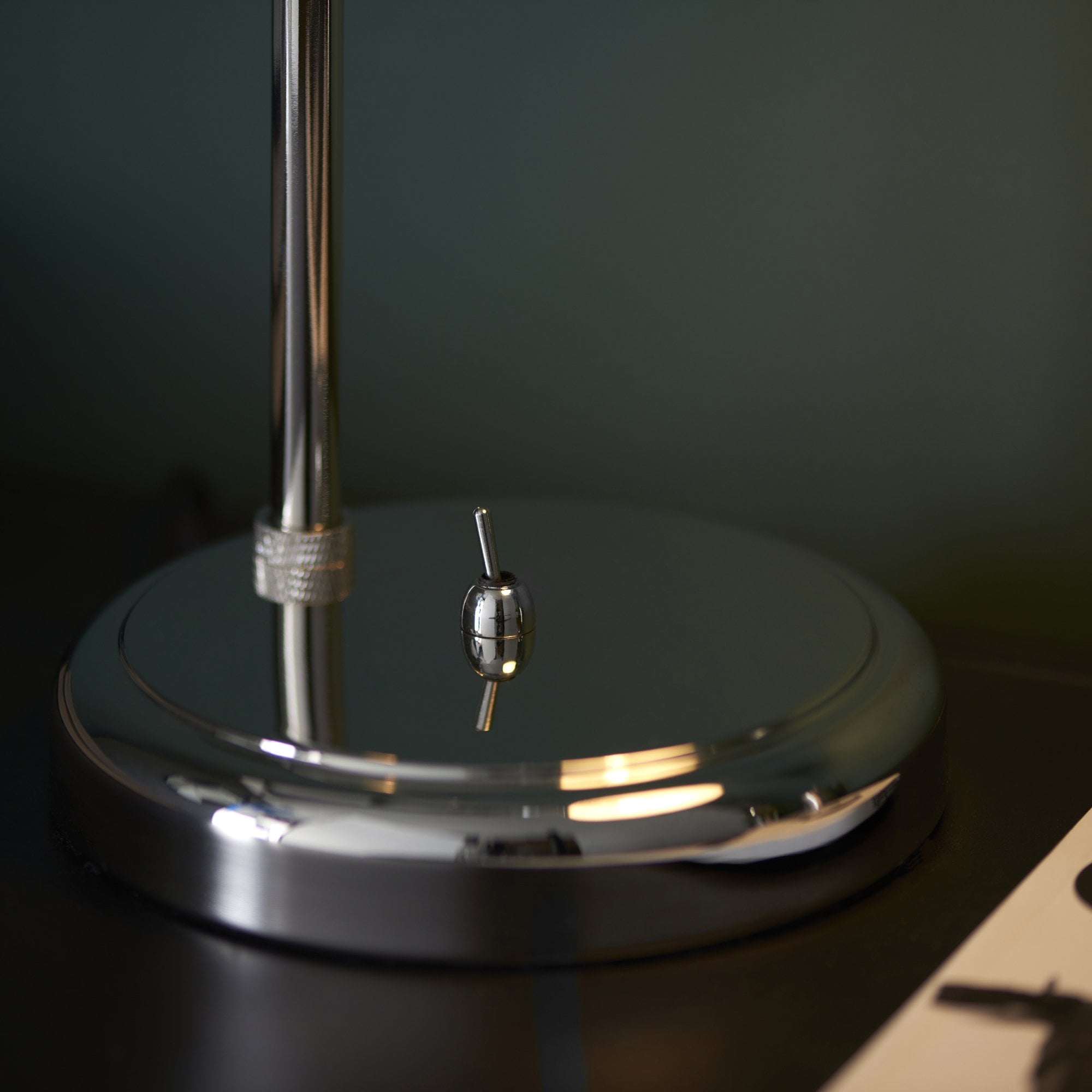 Endon Hal Single Light Table Lamp - Bright Nickel & Satin White