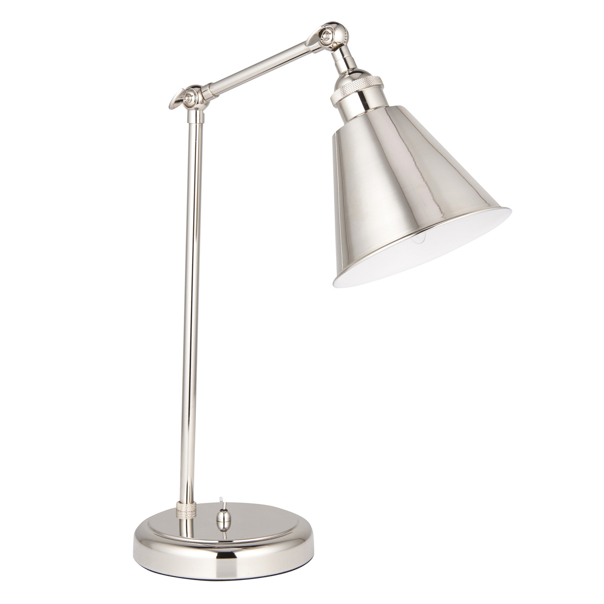 Endon Hal Single Light Table Lamp - Bright Nickel & Satin White