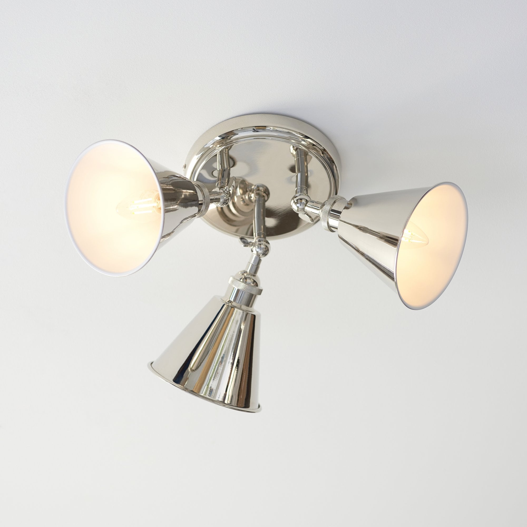 Endon Hal 3 Light Spotlight - Bright Nickel & Satin White
