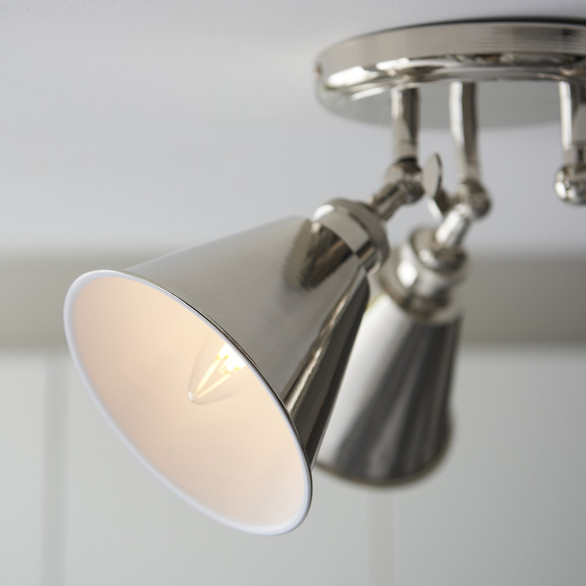 Endon Hal 3 Light Spotlight - Bright Nickel & Satin White