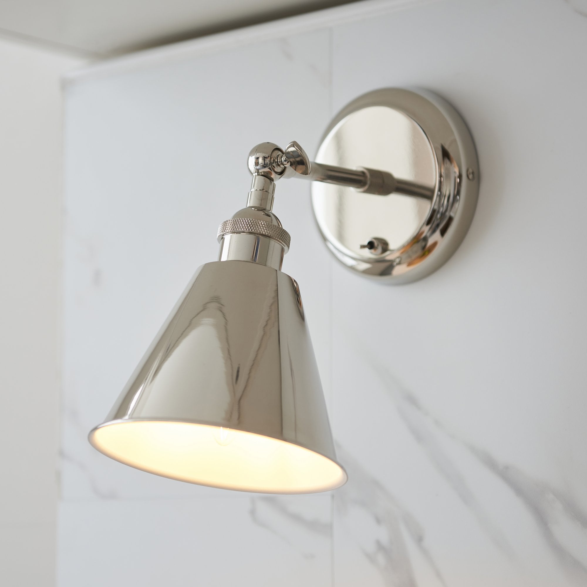 Endon Hal Single Wall Light - Bright Nickel & Satin White