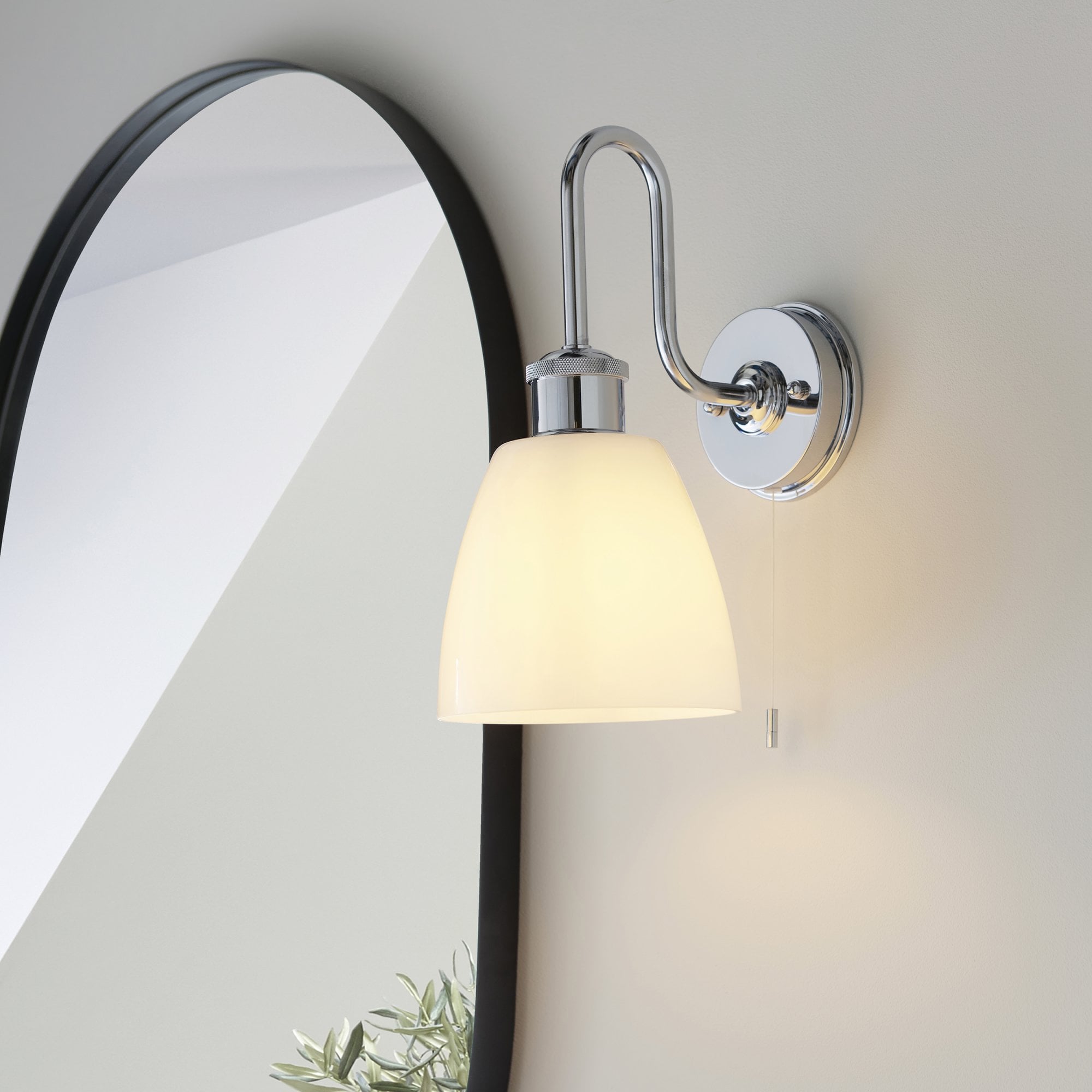 Endon Piper Single Wall Light - Opal Glass & Polished Chrome
