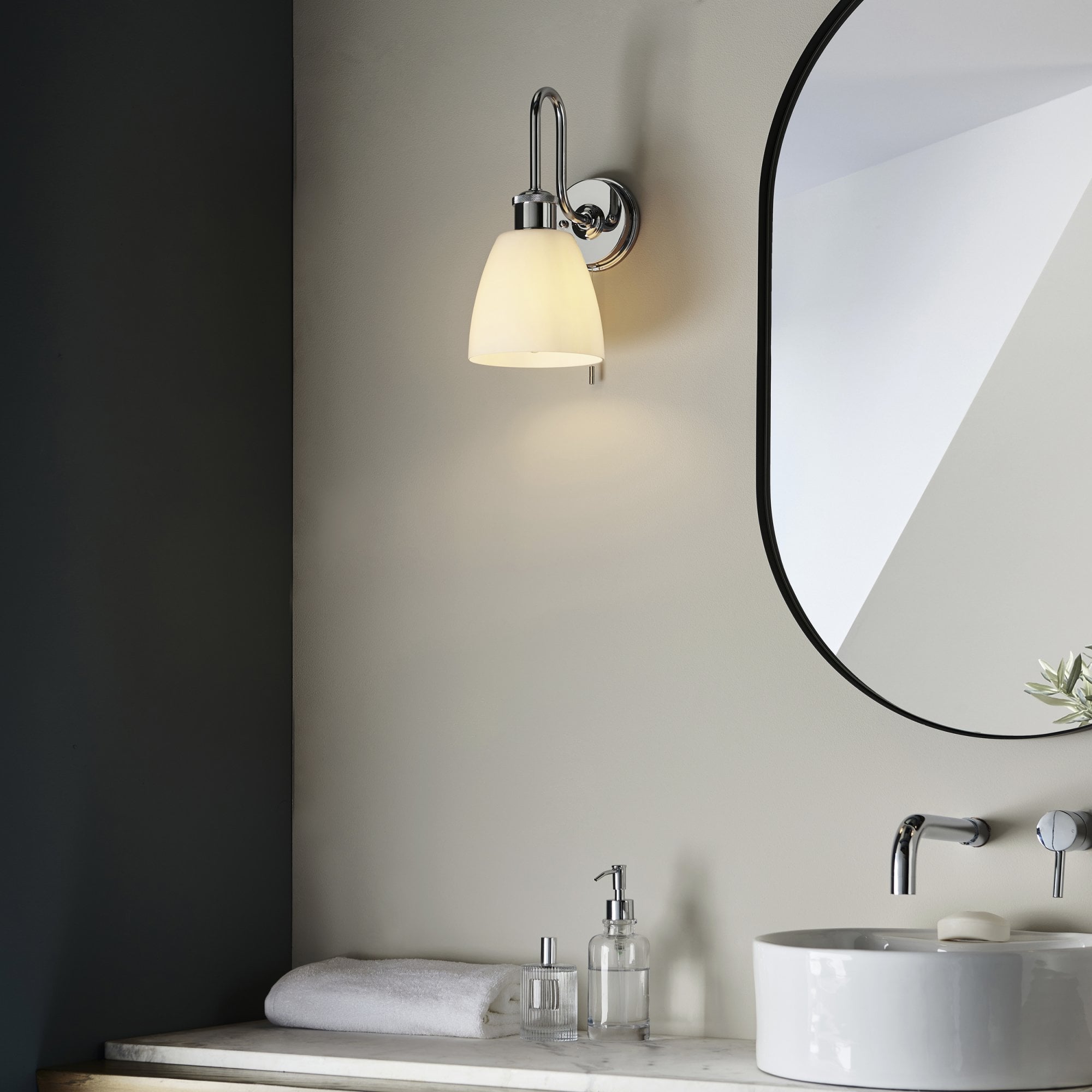 Endon Piper Single Wall Light - Opal Glass & Polished Chrome