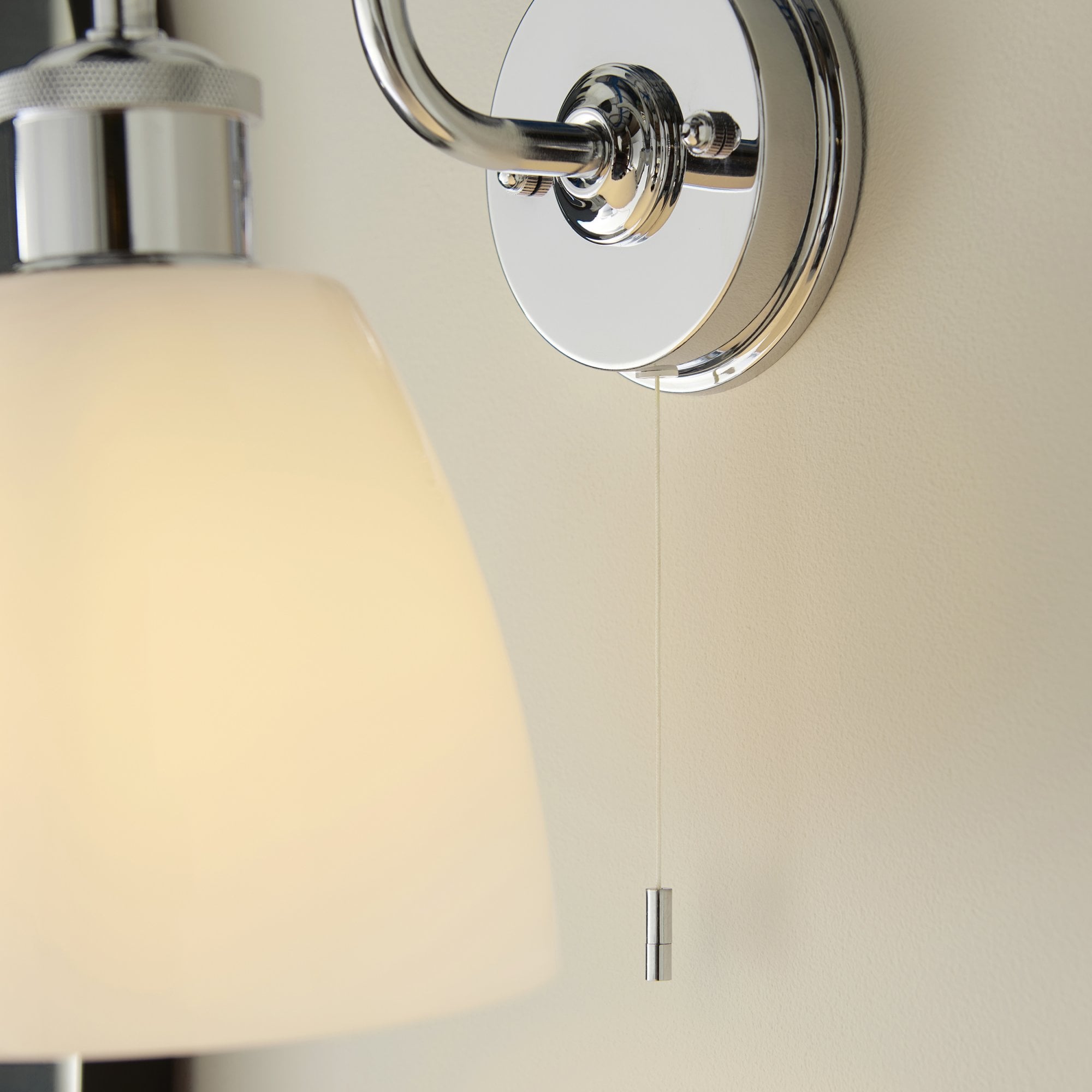 Endon Piper Single Wall Light - Opal Glass & Polished Chrome