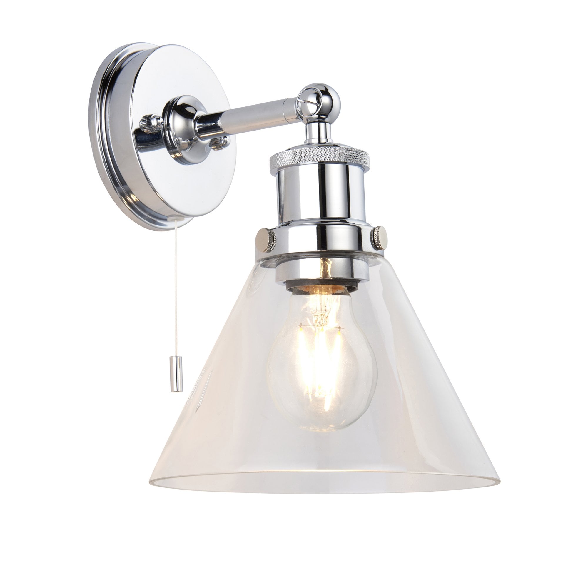 Endon Maldon IP44 Wall Light - Chrome Plated & Clear Coned Glass
