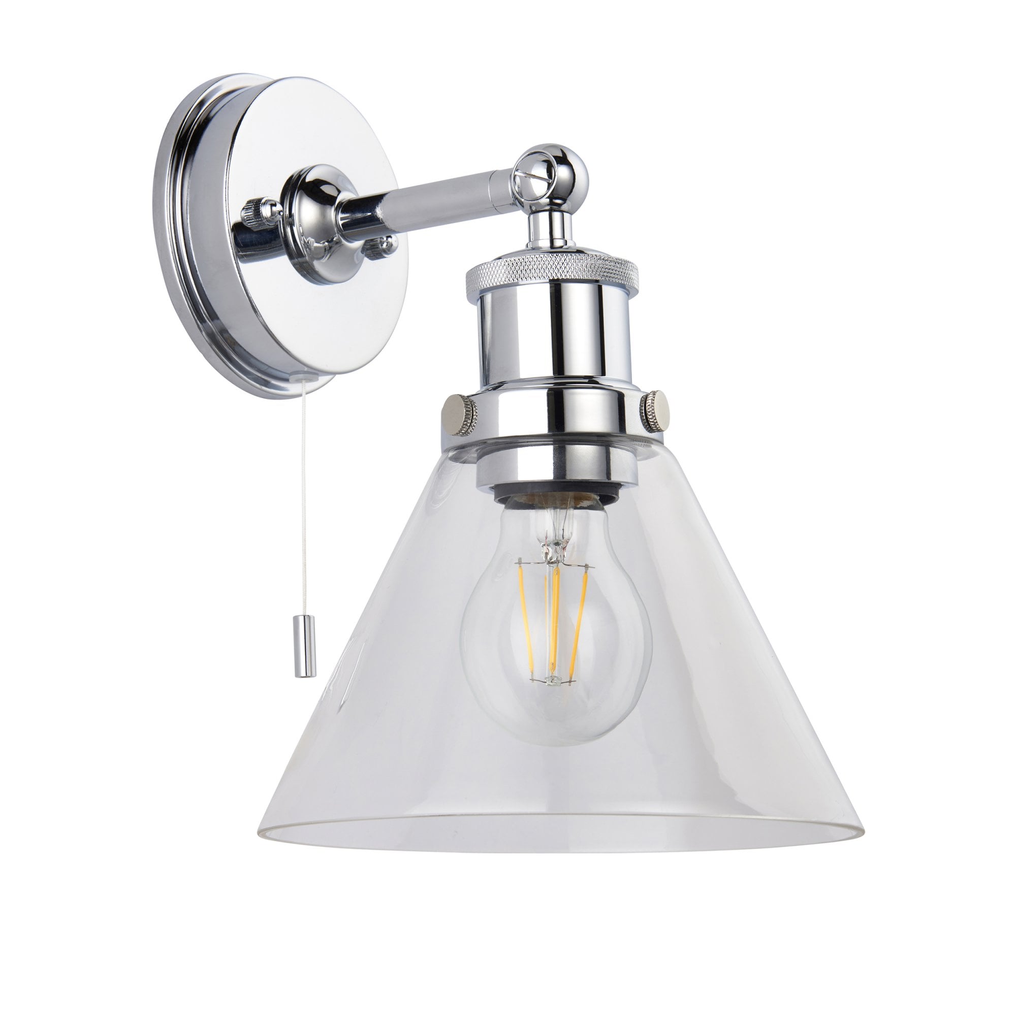 Endon Maldon IP44 Wall Light - Chrome Plated & Clear Coned Glass