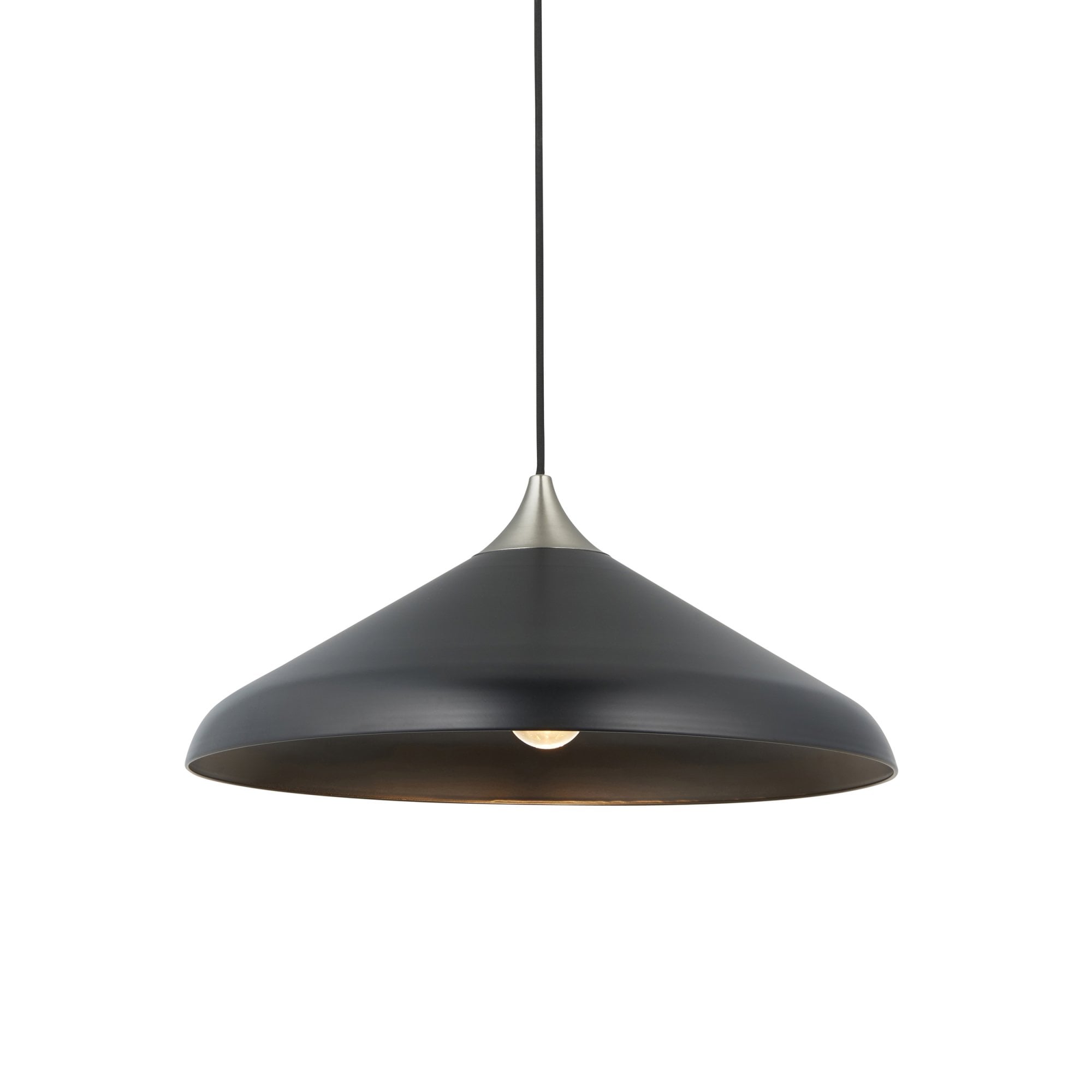 Endon Smooth Coned Ceiling Pendant Pendant - Matt Black & Matt Nickel Plate