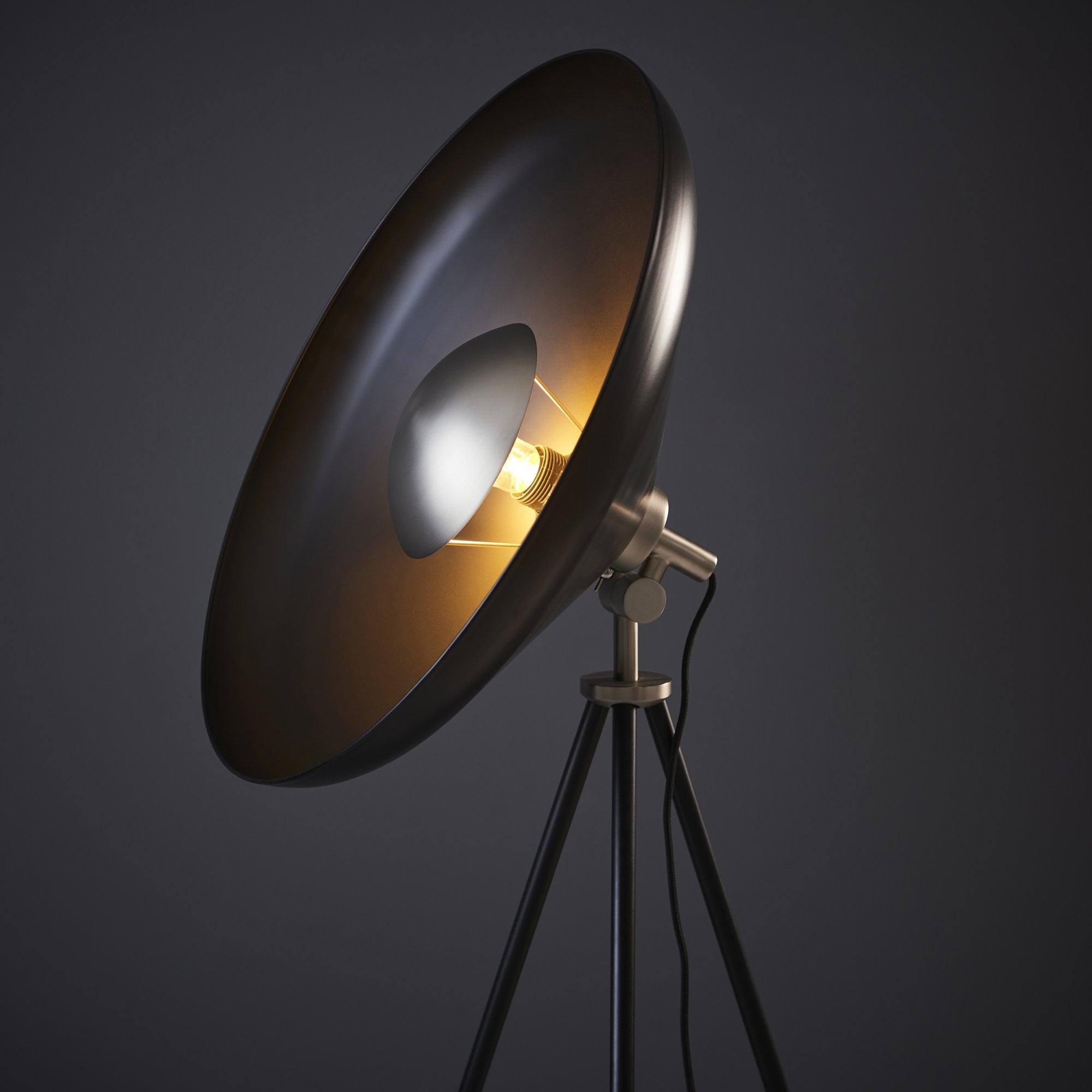 Endon Satellite Coned Floor Light - Matt Black & Matt Nickel Plate