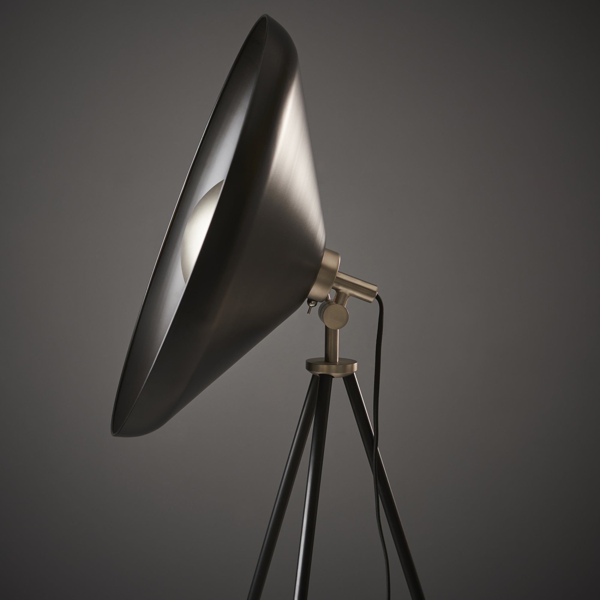Endon Satellite Coned Floor Light - Matt Black & Matt Nickel Plate
