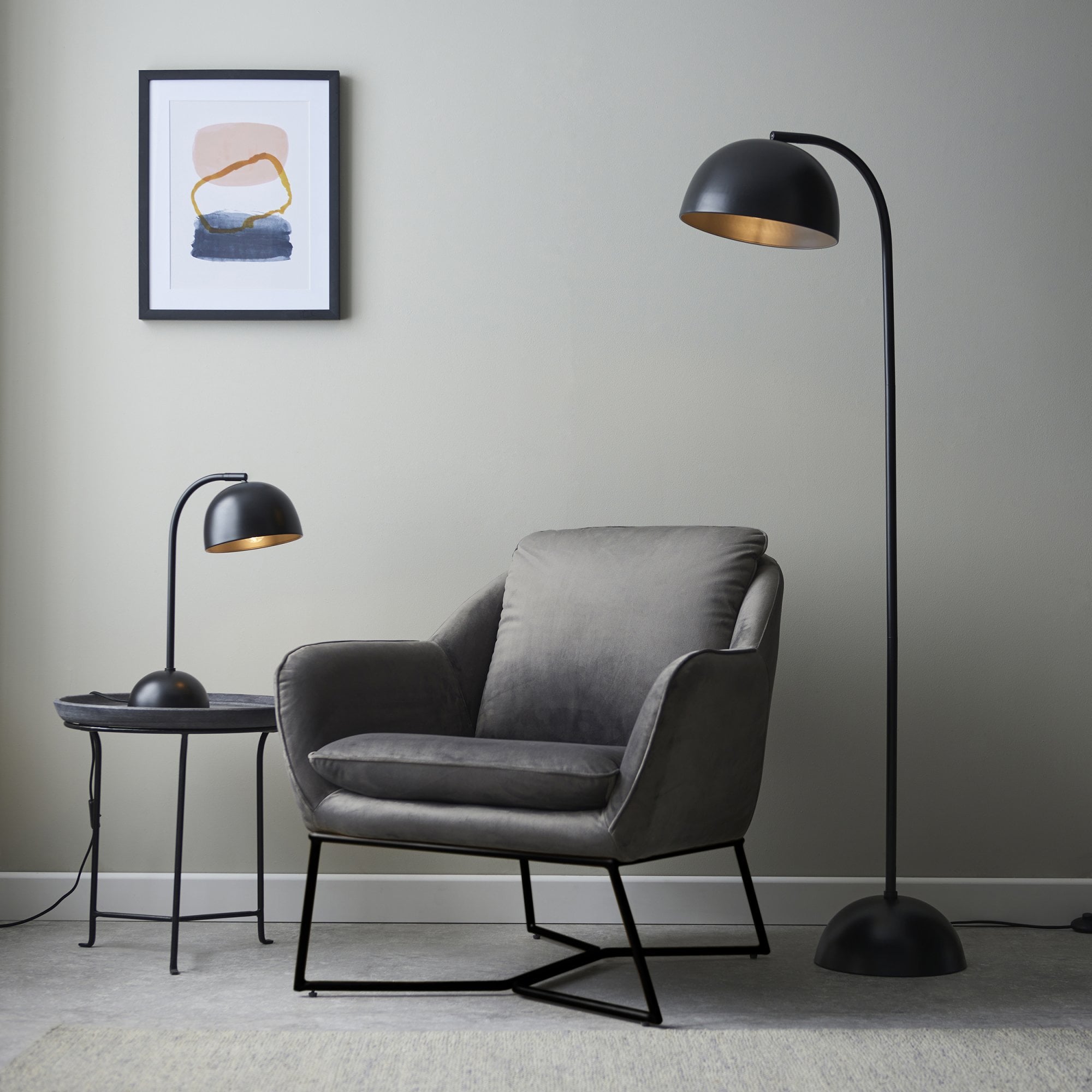 Endon Brodey Single Floor Lamp - Matt Black