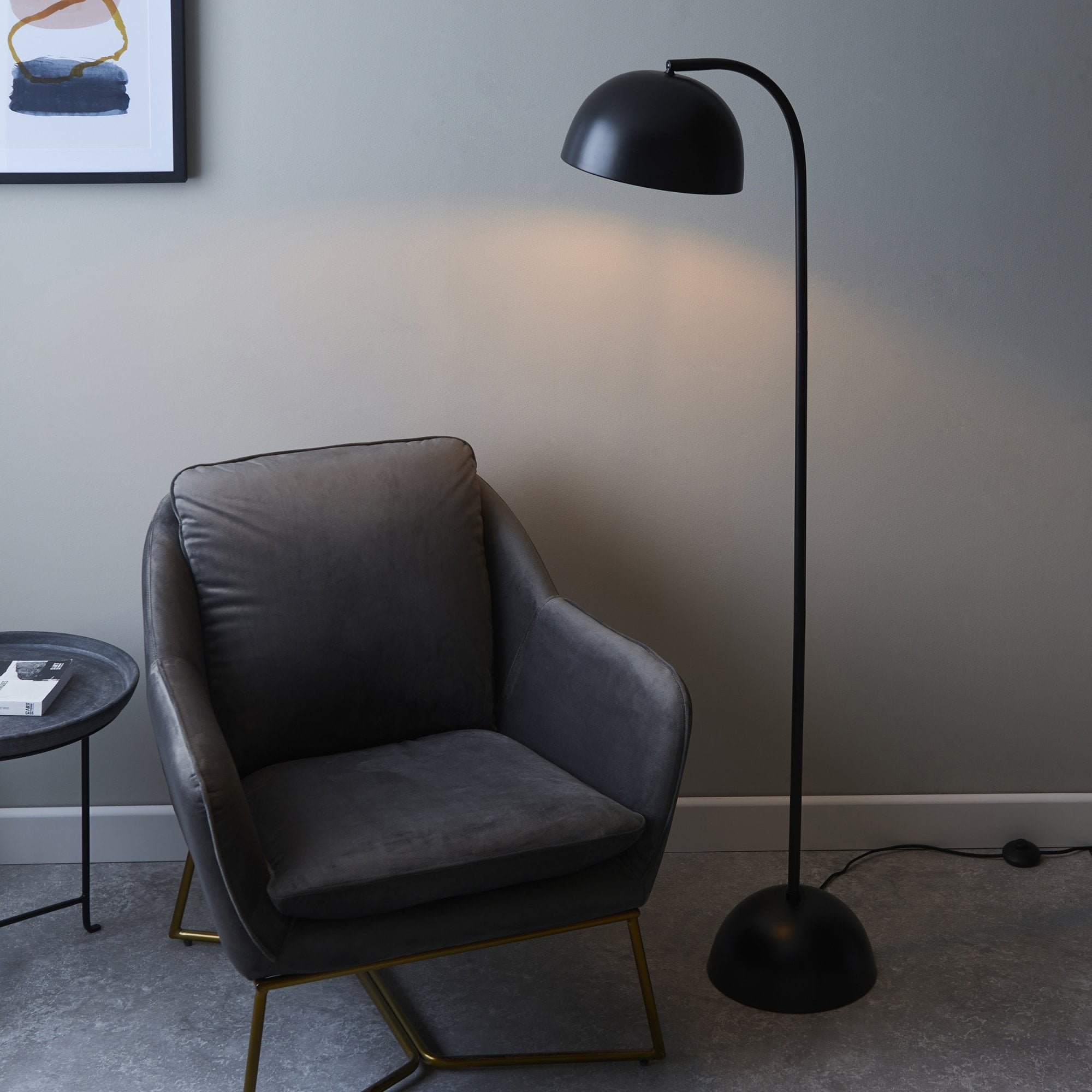 Endon Brodey Single Floor Lamp - Matt Black