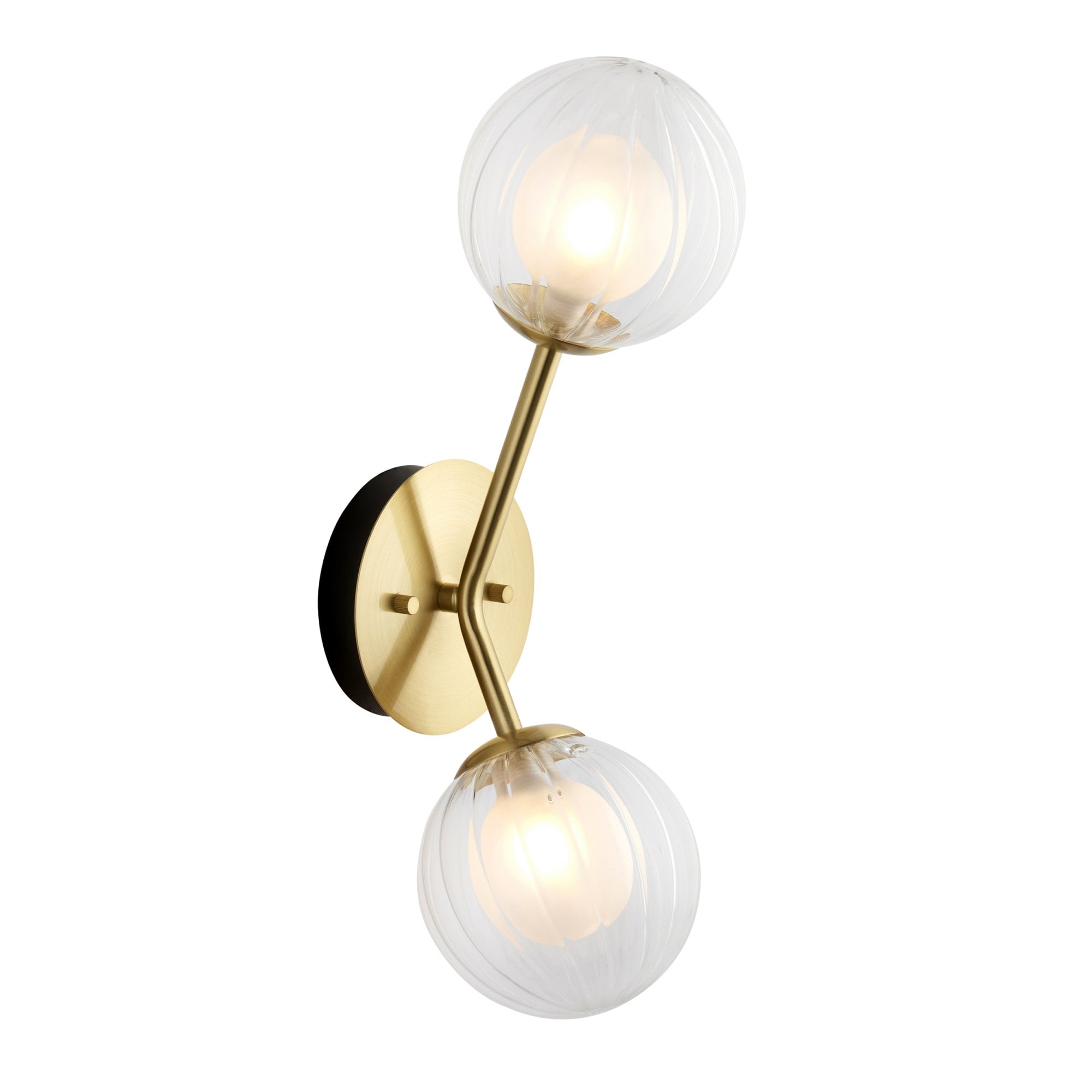 Utopia Matrix Round 2 Light Wall Lamp - Satin Brass & Glass