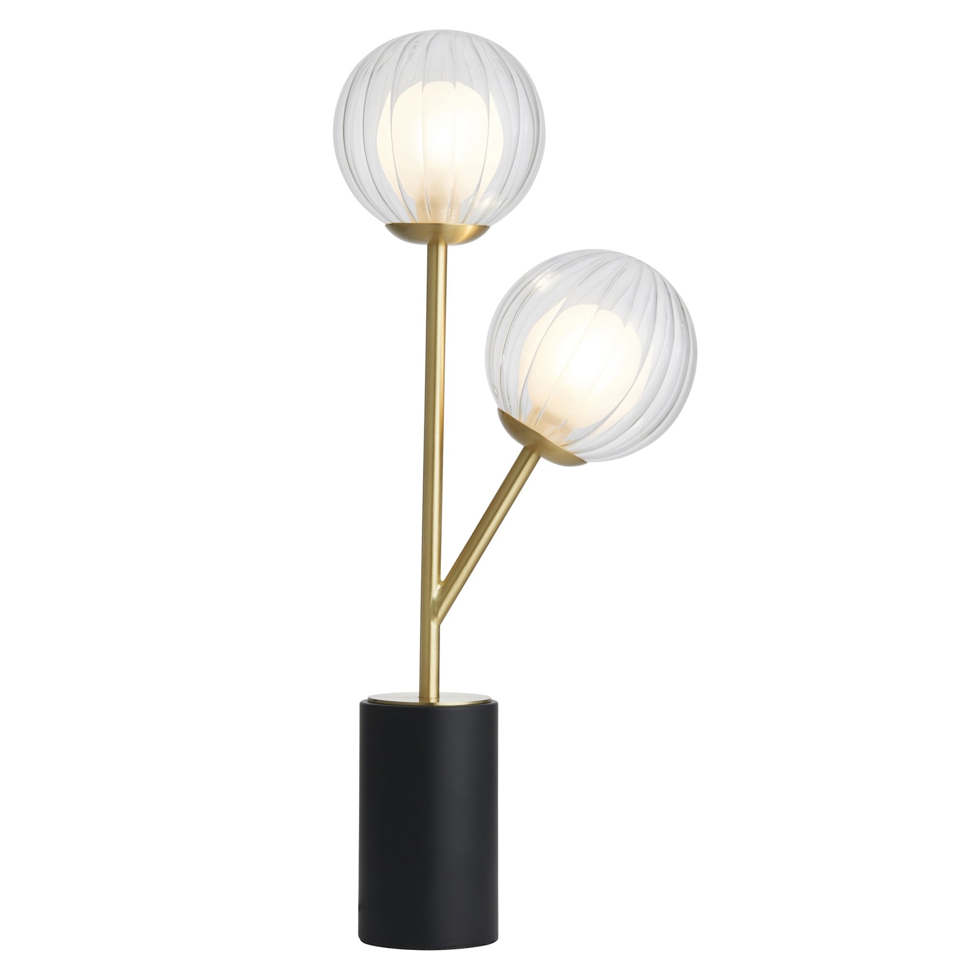 Utopia Matrix Round 2 Light Table Lamp - Satin Brass & Glass