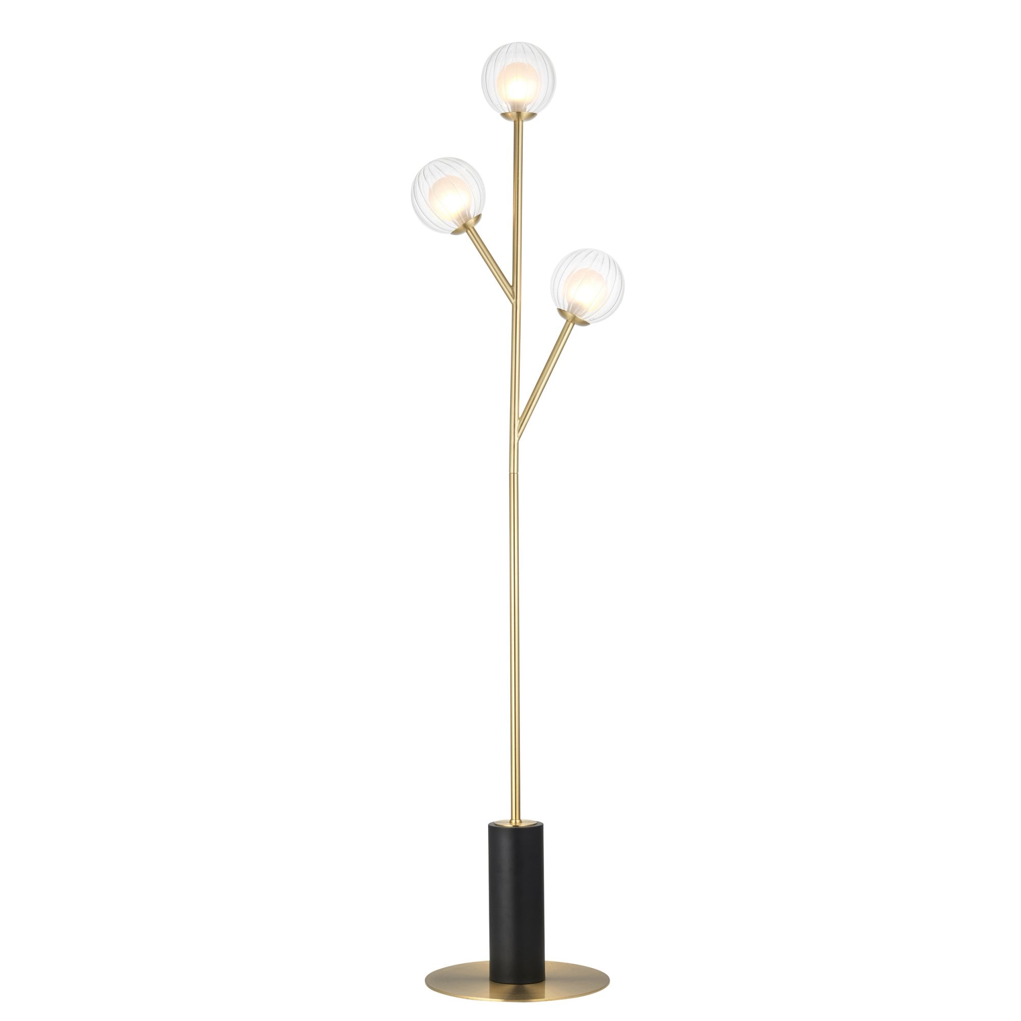 Utopia Matrix Round 3 Light Floor Lamp - Satin Brass & Glass