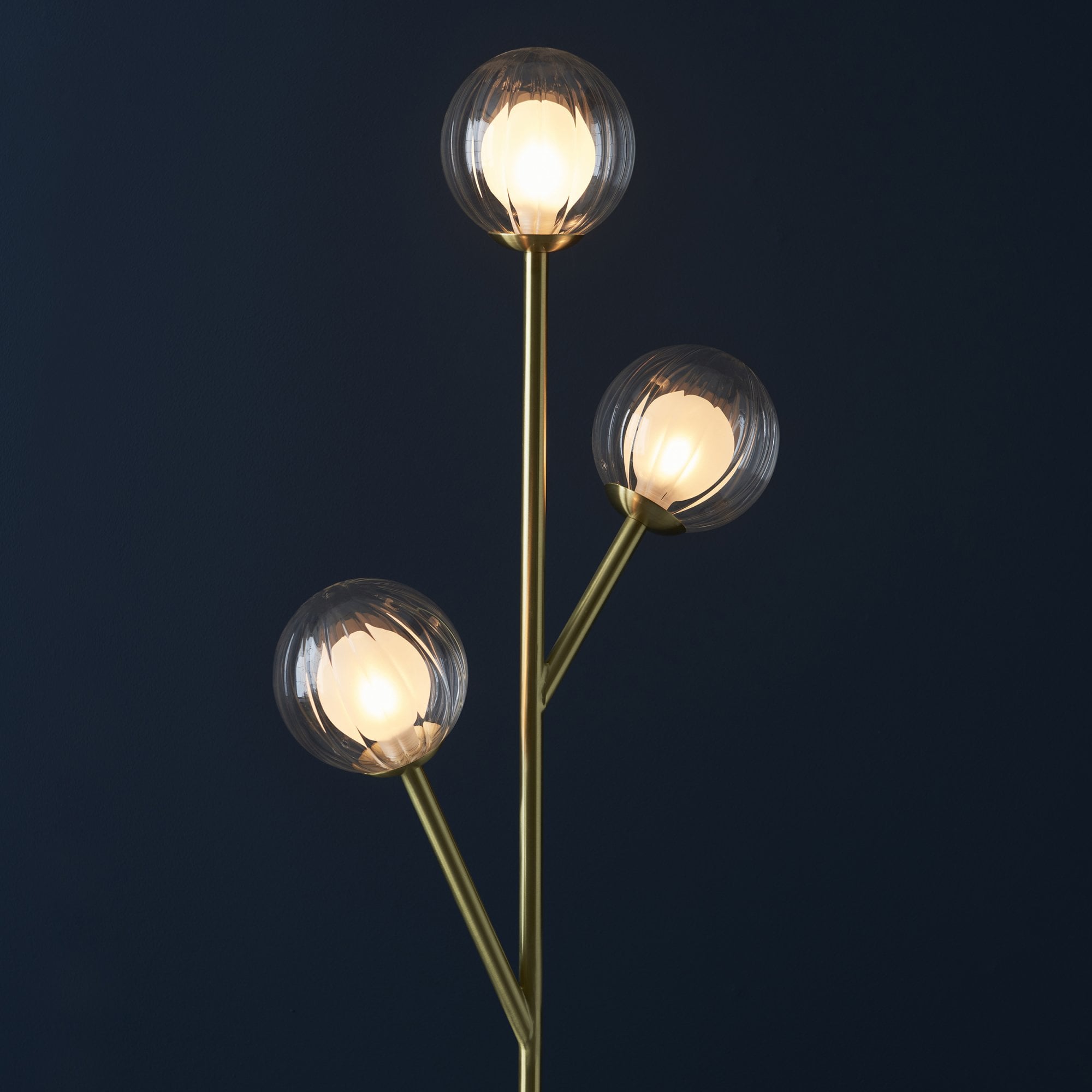 Utopia Matrix Round 3 Light Floor Lamp - Satin Brass & Glass