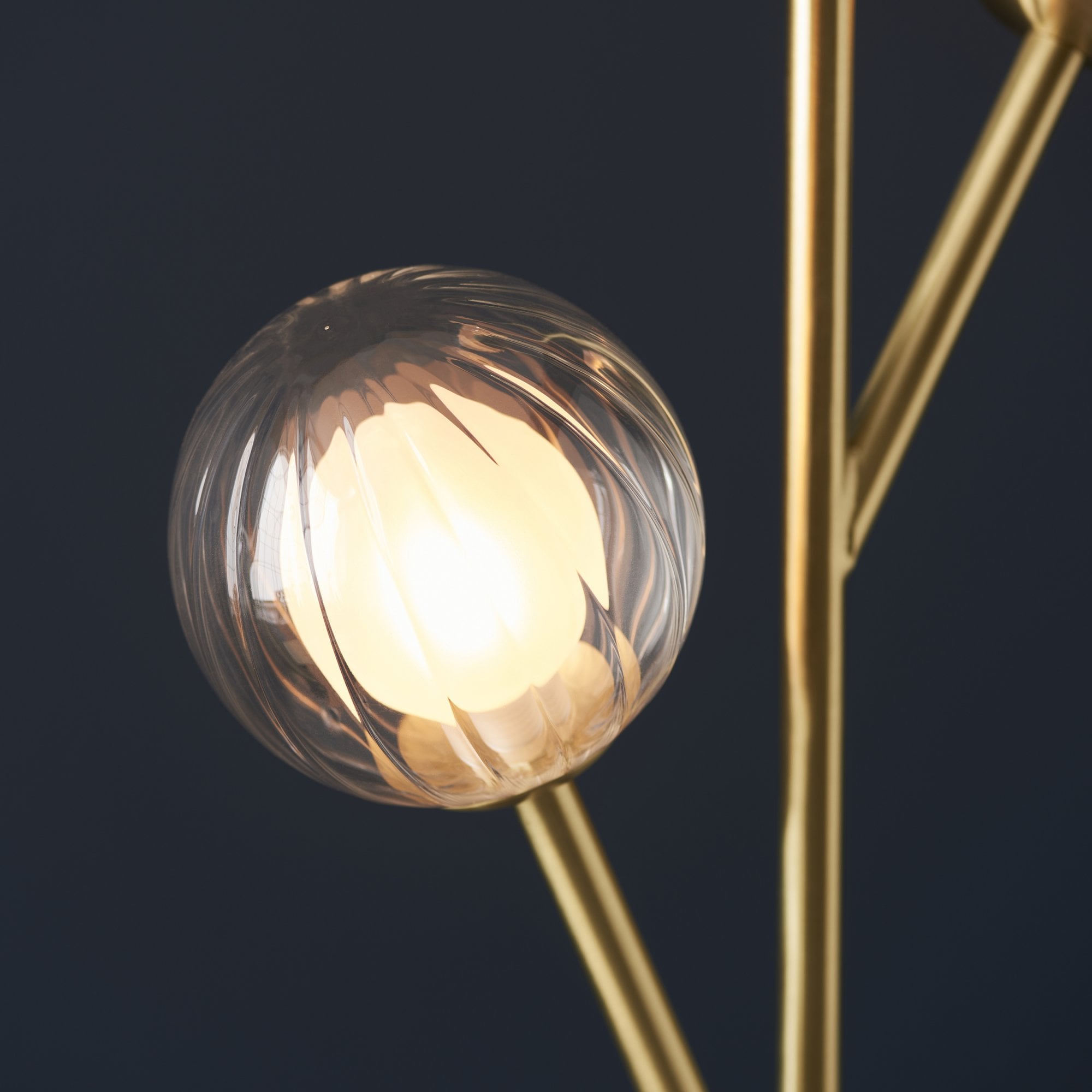 Utopia Matrix Round 3 Light Floor Lamp - Satin Brass & Glass