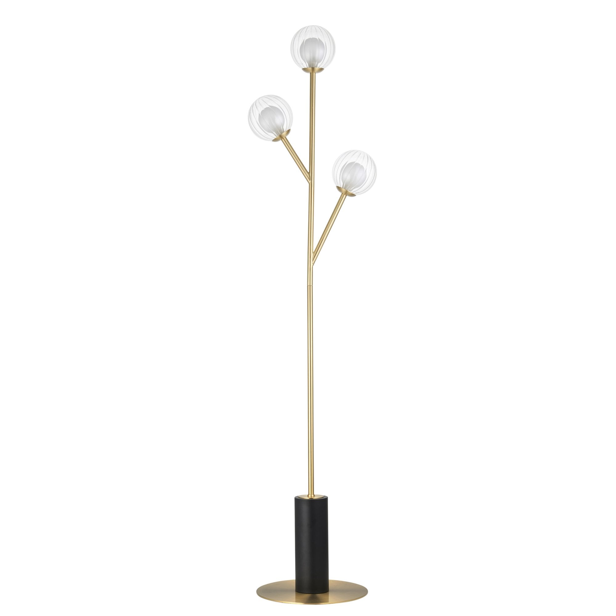 Utopia Matrix Round 3 Light Floor Lamp - Satin Brass & Glass