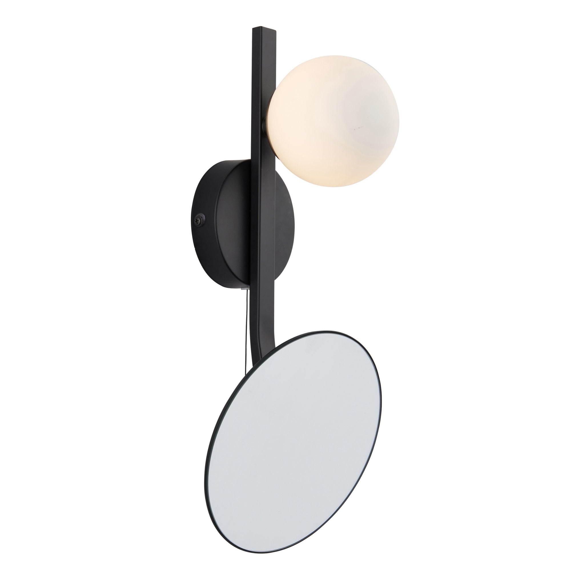 Endon Mini Moon & Mirror IP44 Wall Light - Black & Opal Glass
