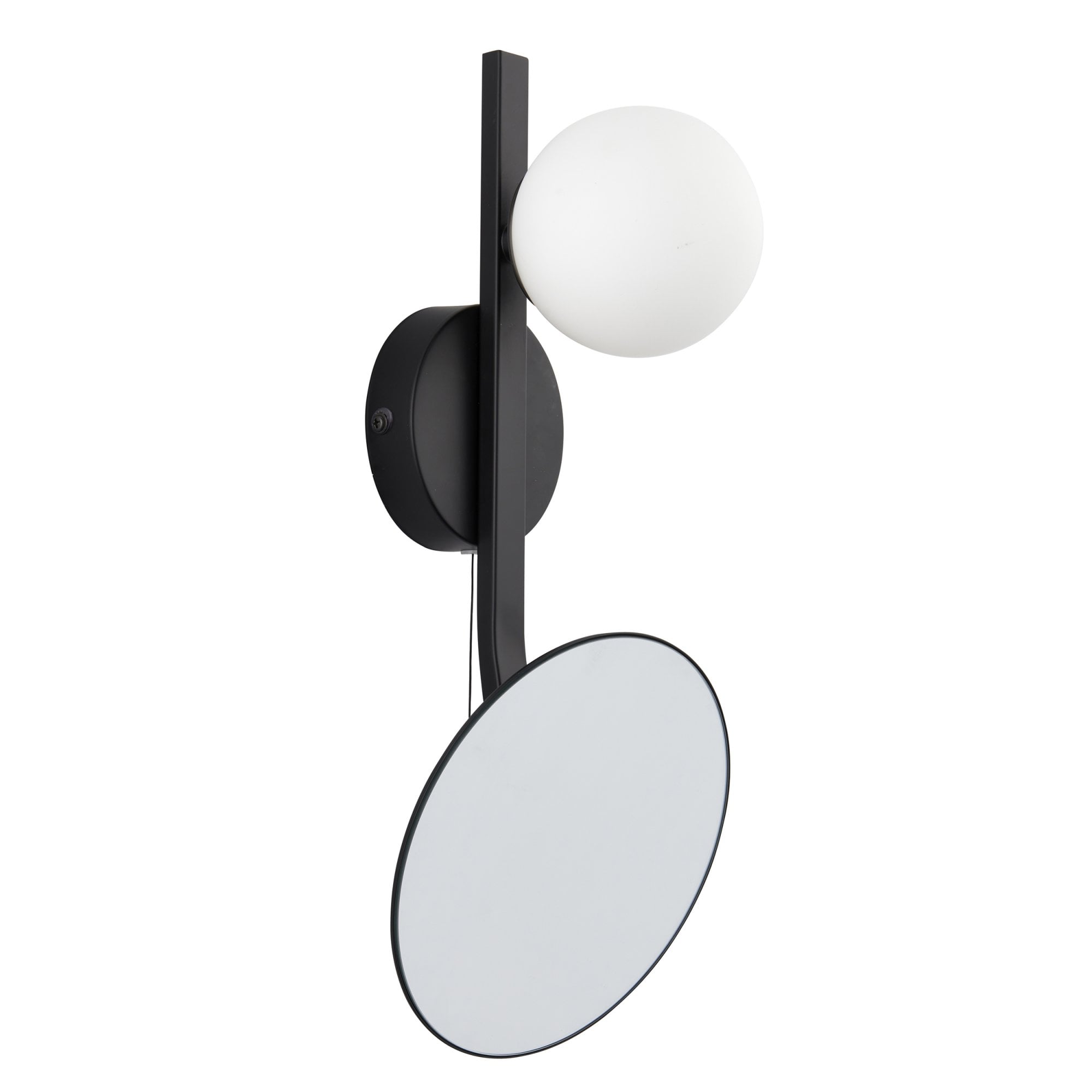 Endon Mini Moon & Mirror IP44 Wall Light - Black & Opal Glass