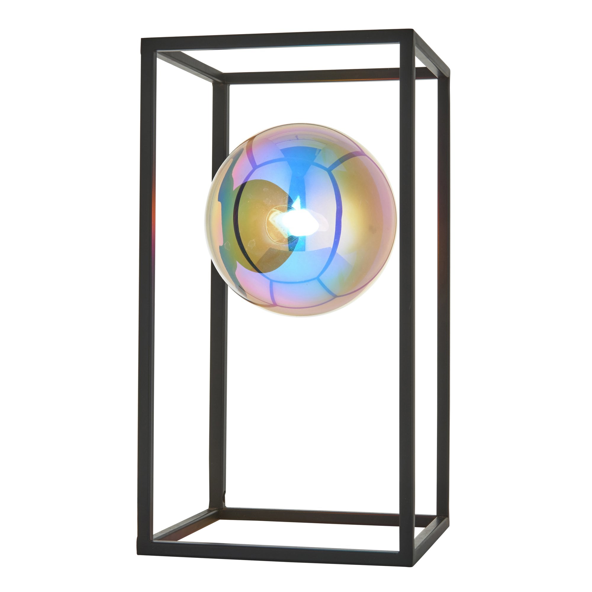 Endon Kinjo Open Frame Table Light - Matt Black & Iridescent Glass