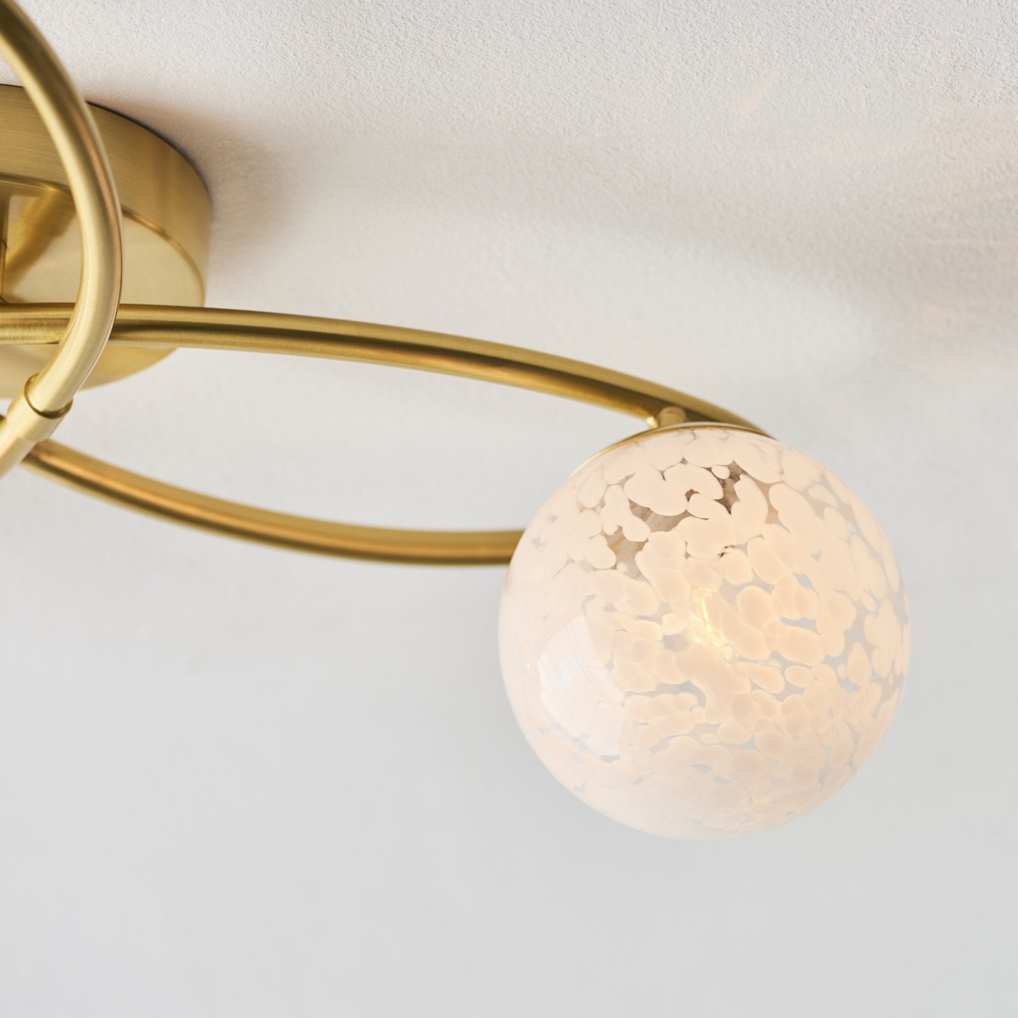 Endon Maye 3 Light Semi Flush - Satin Brass & Confetti Glass